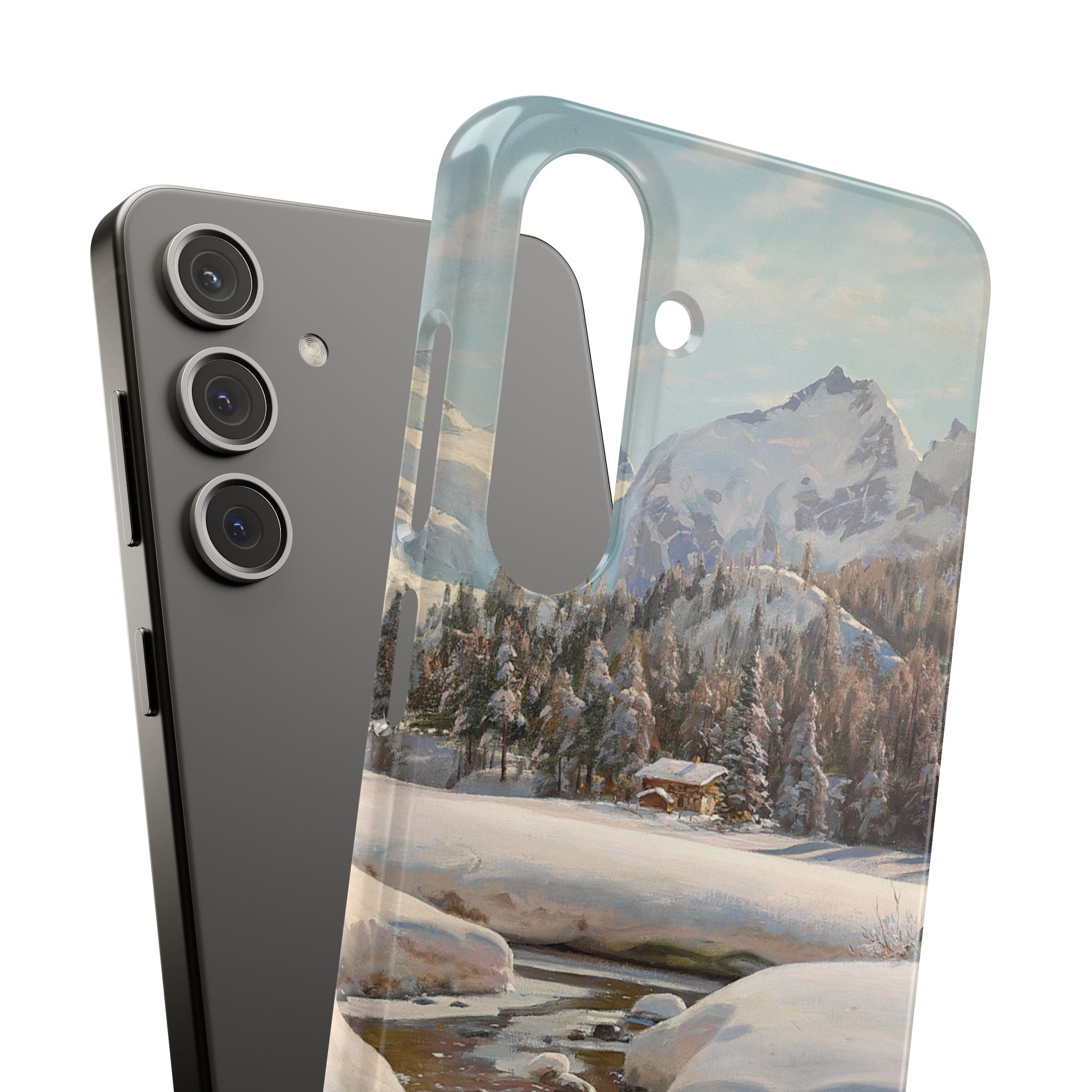 Winter landscape in Switzerland near Engadin by Peder Mork Monsted - Samsung Slim Case