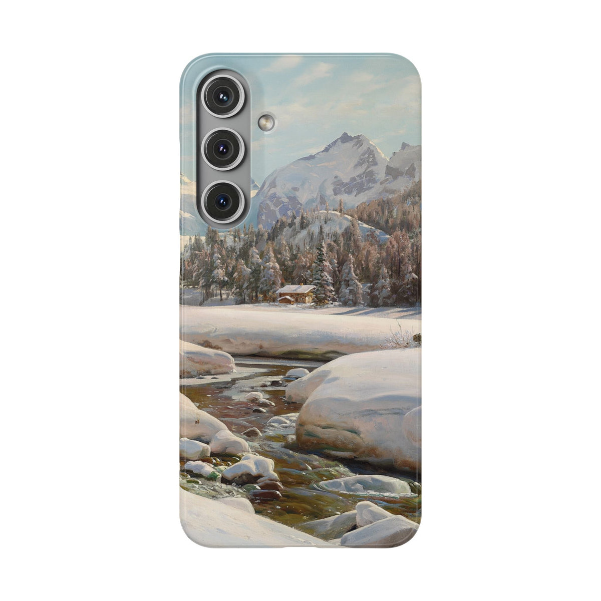 Winter landscape in Switzerland near Engadin by Peder Mork Monsted - Samsung Slim Case