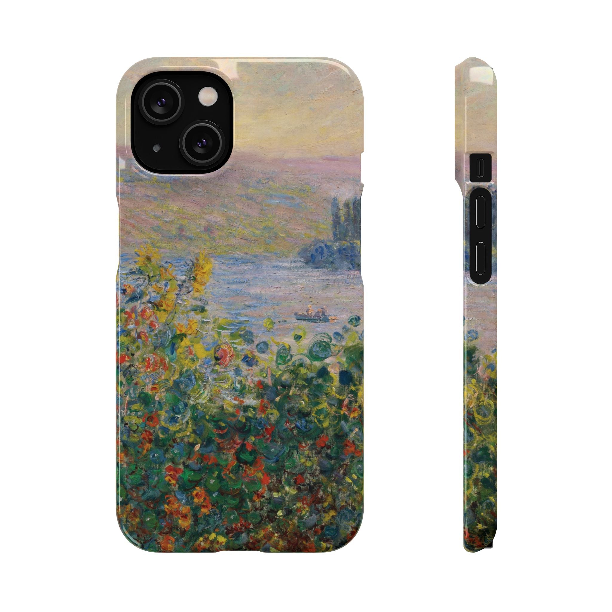 Flower Beds at Vétheuil by Claude Monet - iPhone Slim Case