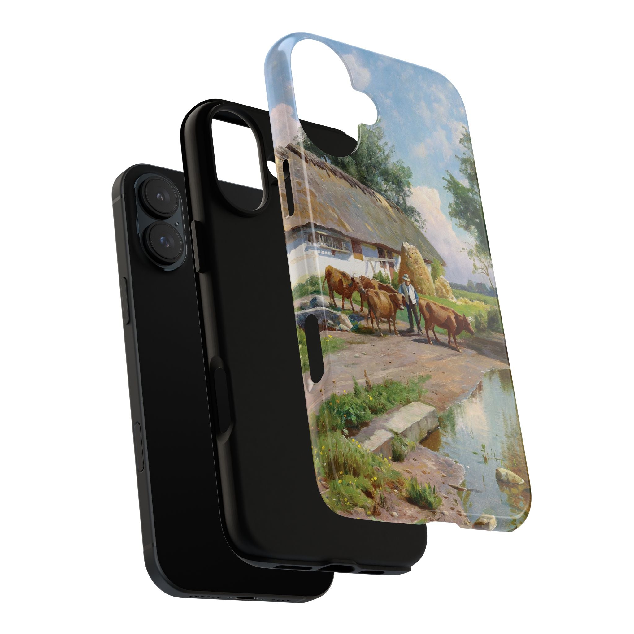 The cows are watered at the village pond in Stroby Egede Denmark by Peder Mork Monsted - iPhone Tough Case