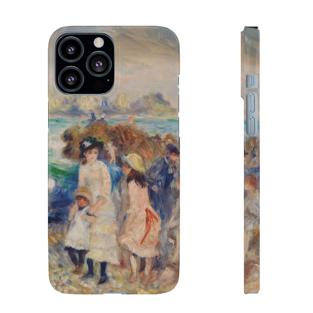 Children at the Beach at Guernsey by Pierre Auguste Renoir - iPhone Slim Case