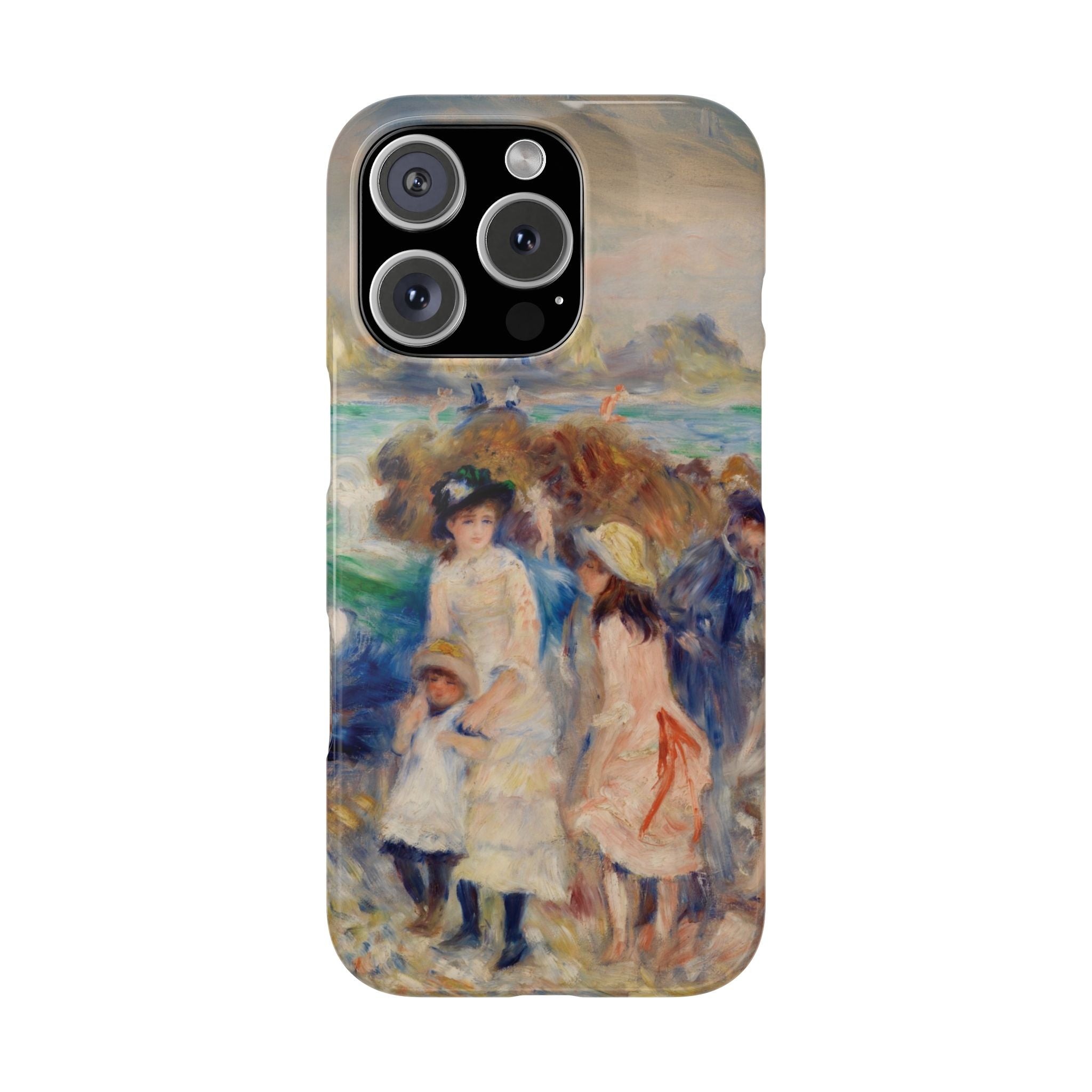Children at the Beach at Guernsey by Pierre Auguste Renoir - iPhone Slim Case