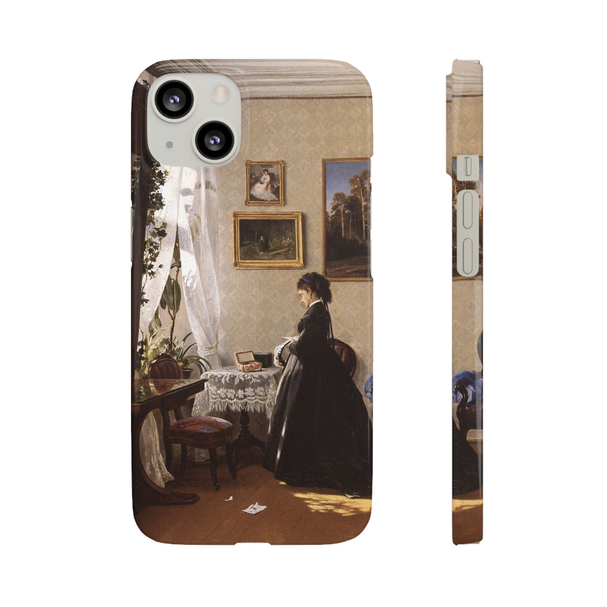 In front of the mirror by Ivan Ivanovich Shishkin - iPhone Slim Case