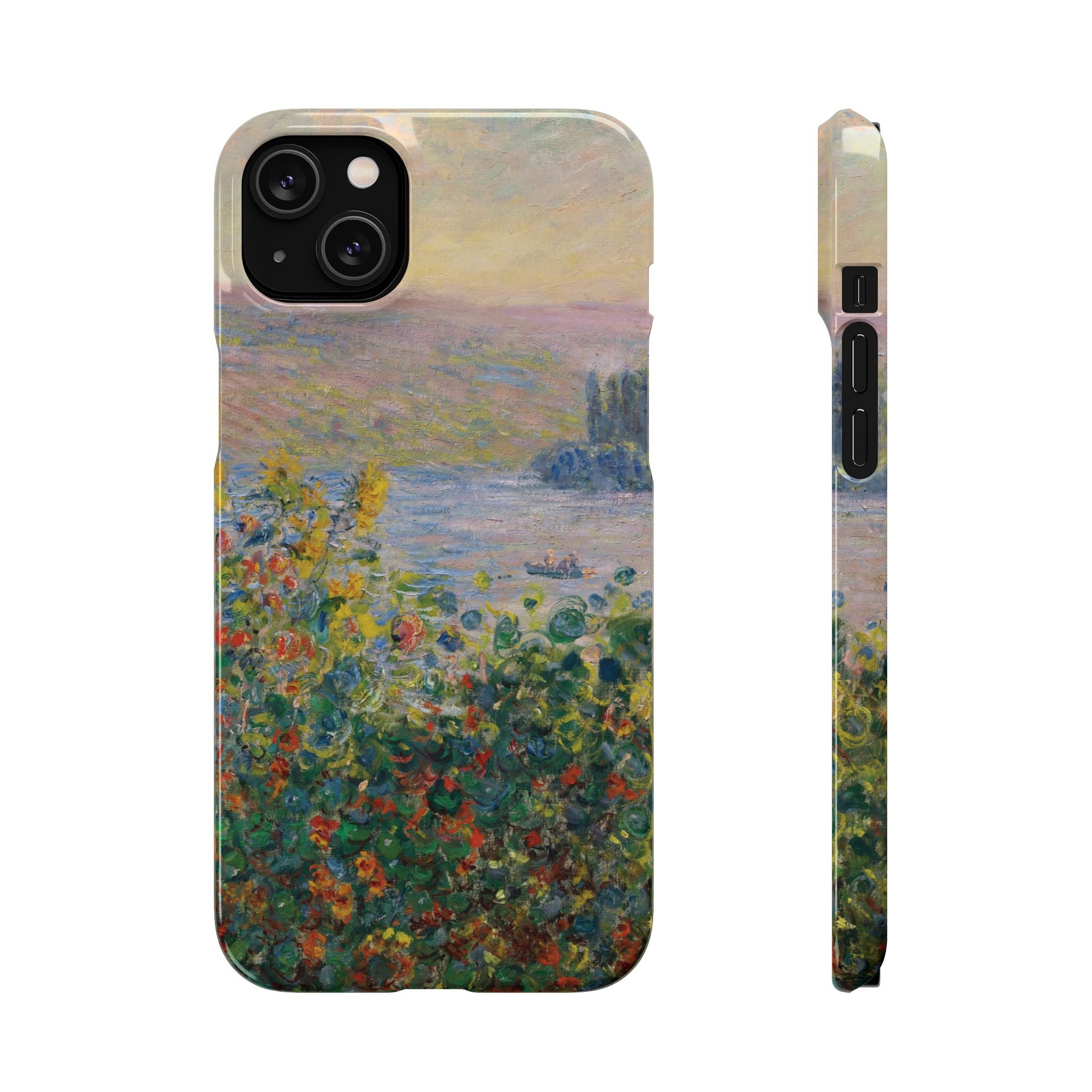 Flower Beds at Vétheuil by Claude Monet - iPhone Slim Case