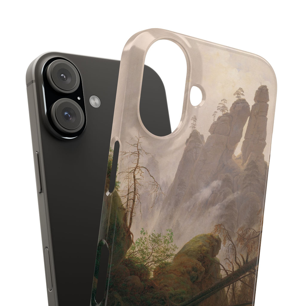 Rocky Landscape in the Elbe Sandstone Mountains by Caspar David Friedrich - iPhone Slim Case