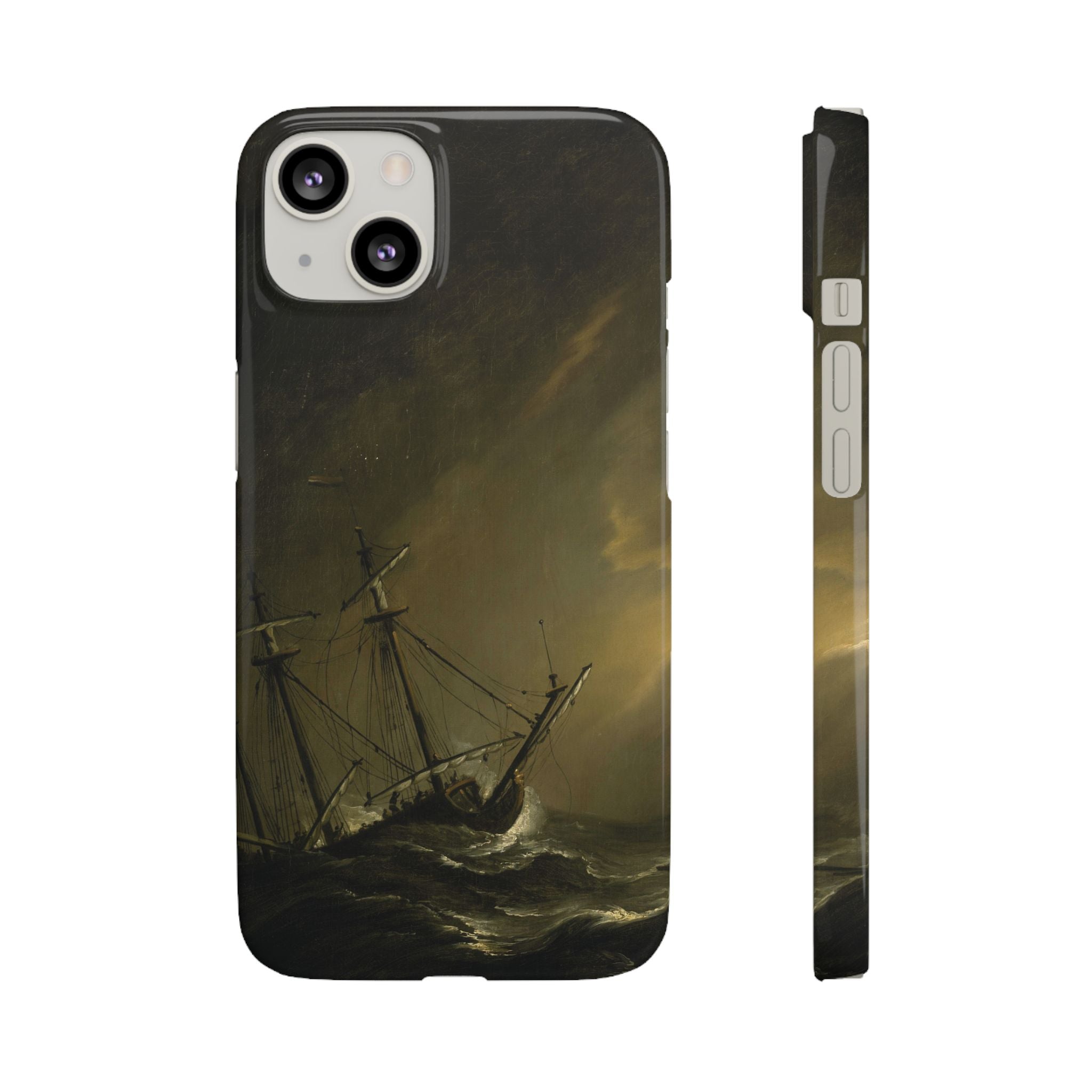 A Small Dutch Ship Riding out a Storm by Willem van de Velde - iPhone Slim Case