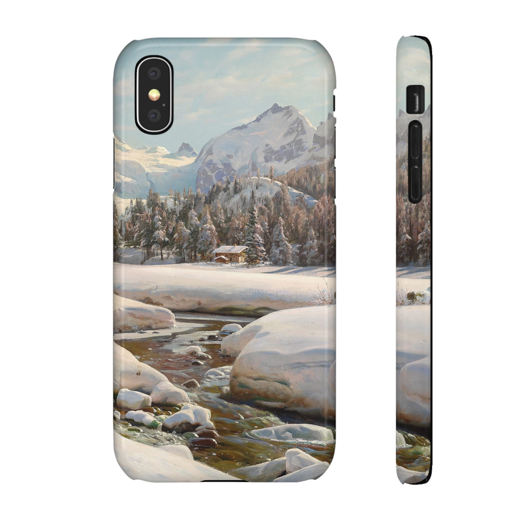 Winter landscape in Switzerland near Engadin by Peder Mork Monsted - iPhone Slim Case