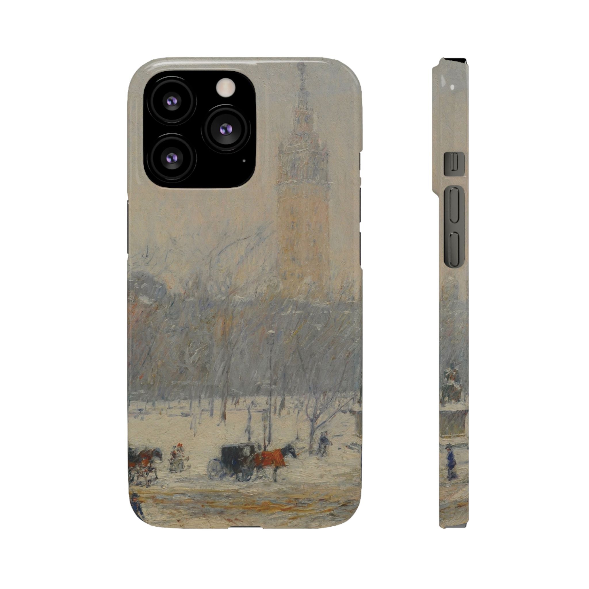 Snowstorm, Madison Square by Childe Hassam - iPhone Slim Case