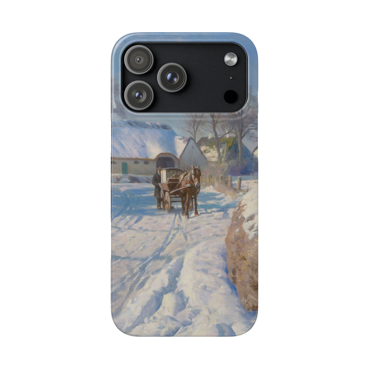A village in the snow by Peder Mork Monsted - iPhone Slim Case