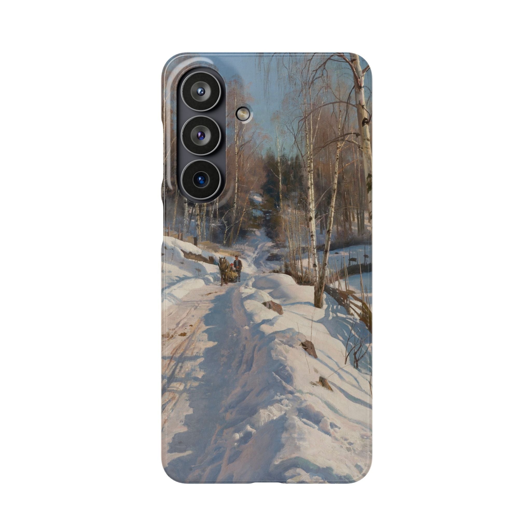 Sleigh ride on a sunny winter day by Peder Mork Monsted - Samsung Slim Case