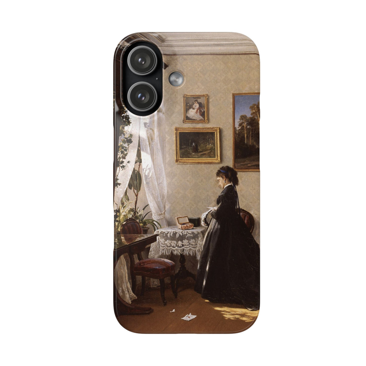 In front of the mirror by Ivan Ivanovich Shishkin - iPhone Slim Case