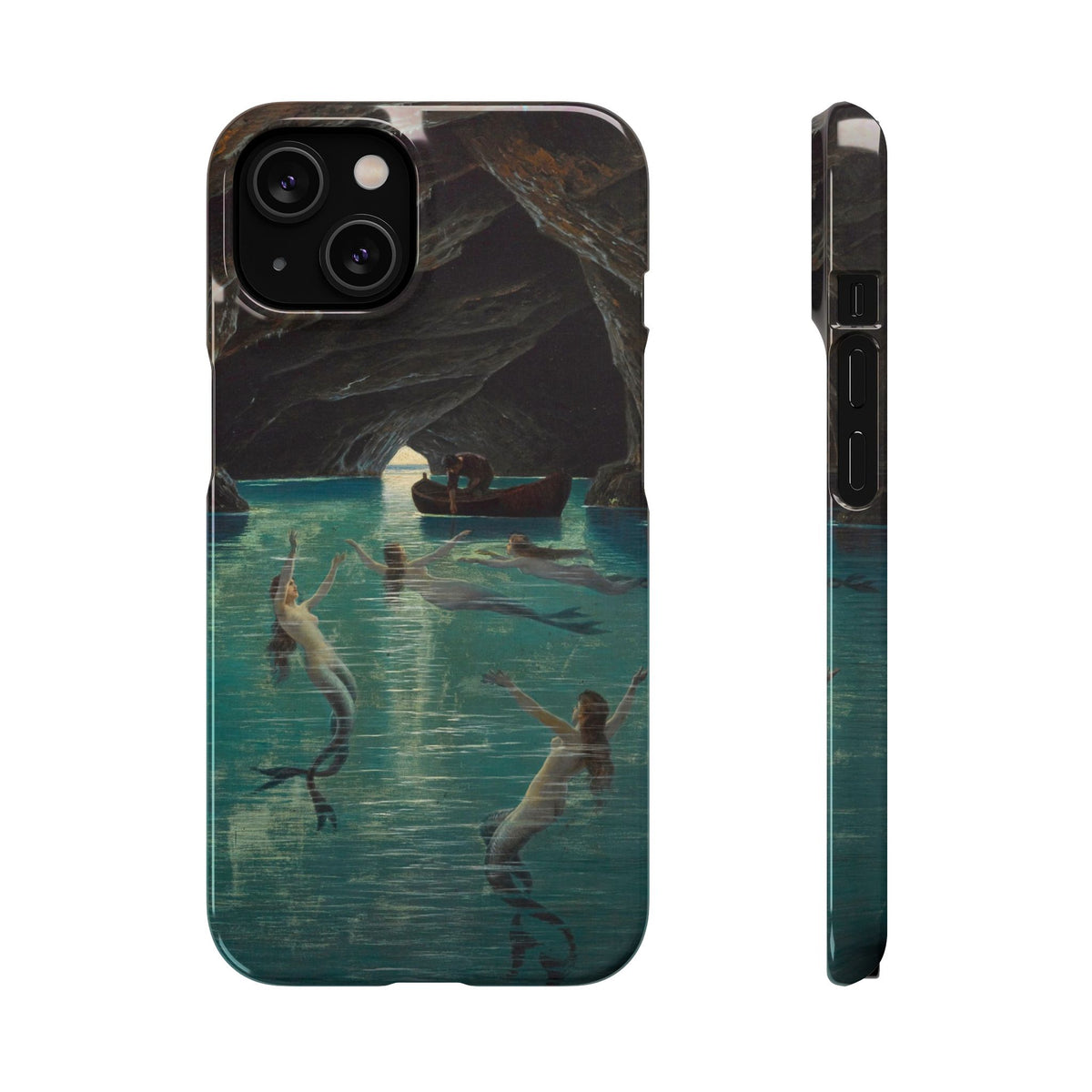 Fisherman and Mermaids in the Blue Grotto on Capri by Hermann Corrodi - iPhone Slim Case