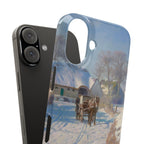 A village in the snow by Peder Mork Monsted - iPhone Slim Case