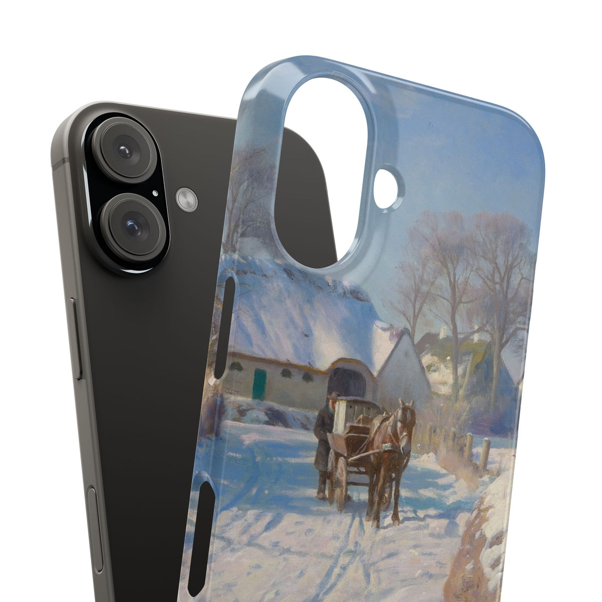 A village in the snow by Peder Mork Monsted - iPhone Slim Case