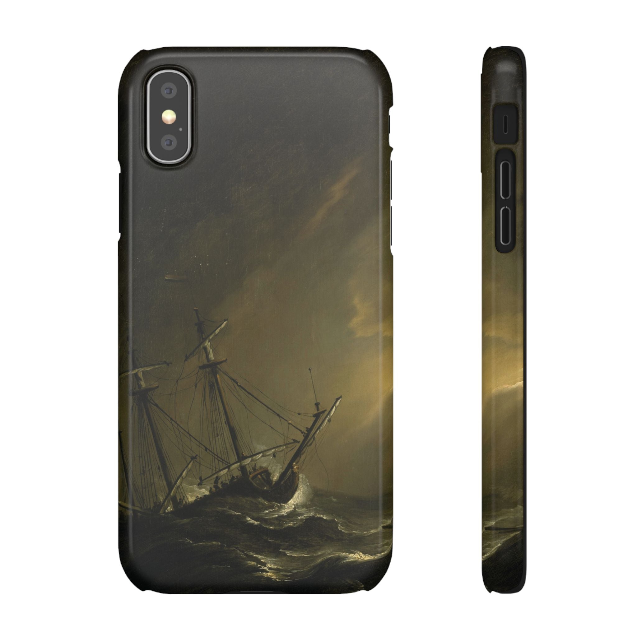 A Small Dutch Ship Riding out a Storm by Willem van de Velde - iPhone Slim Case