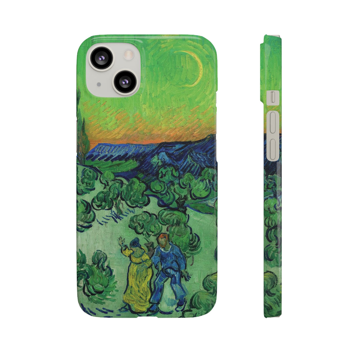 Landscape with Couple Walking and Crescent Moon by Vincent van Gogh- iPhone Slim Case