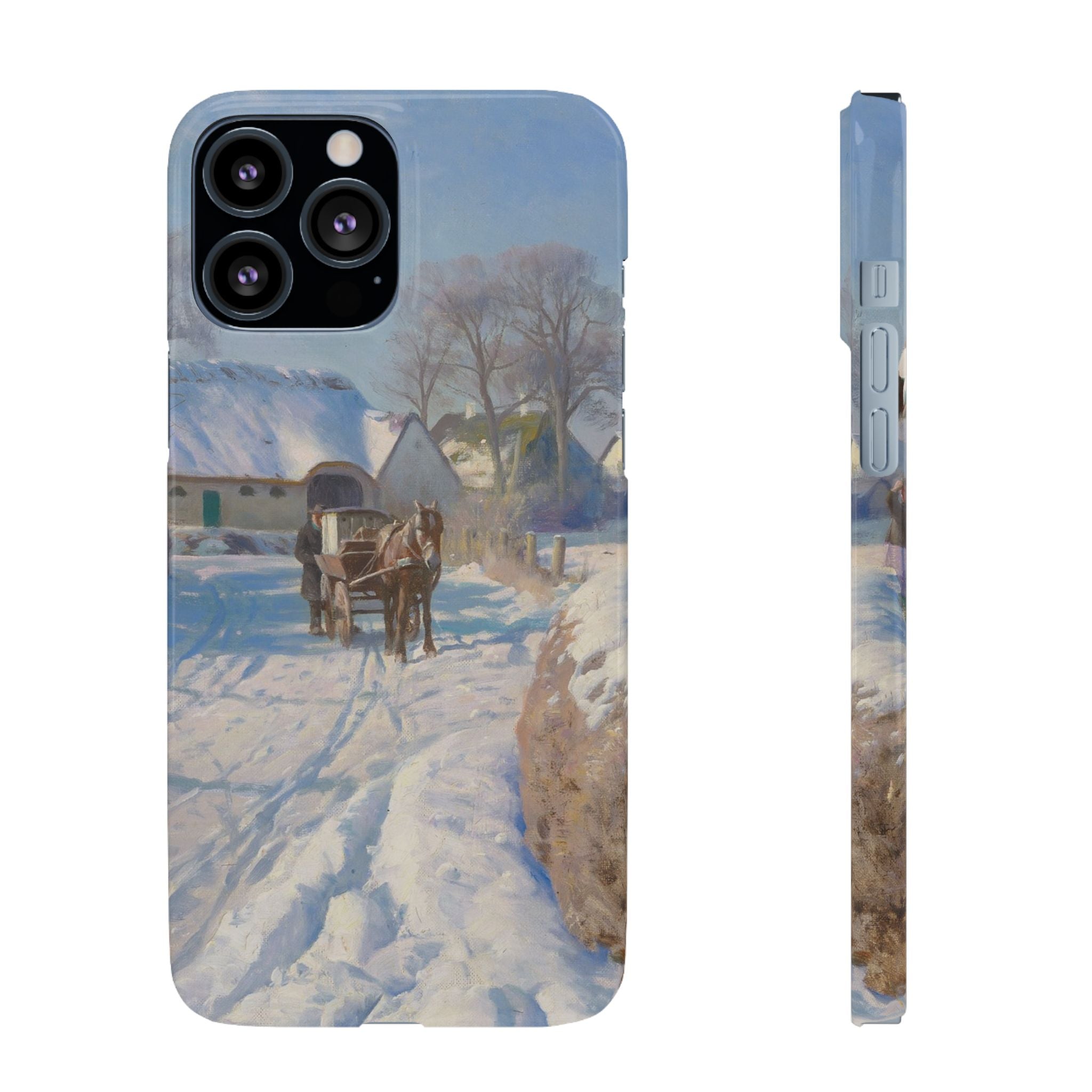 A village in the snow by Peder Mork Monsted - iPhone Slim Case
