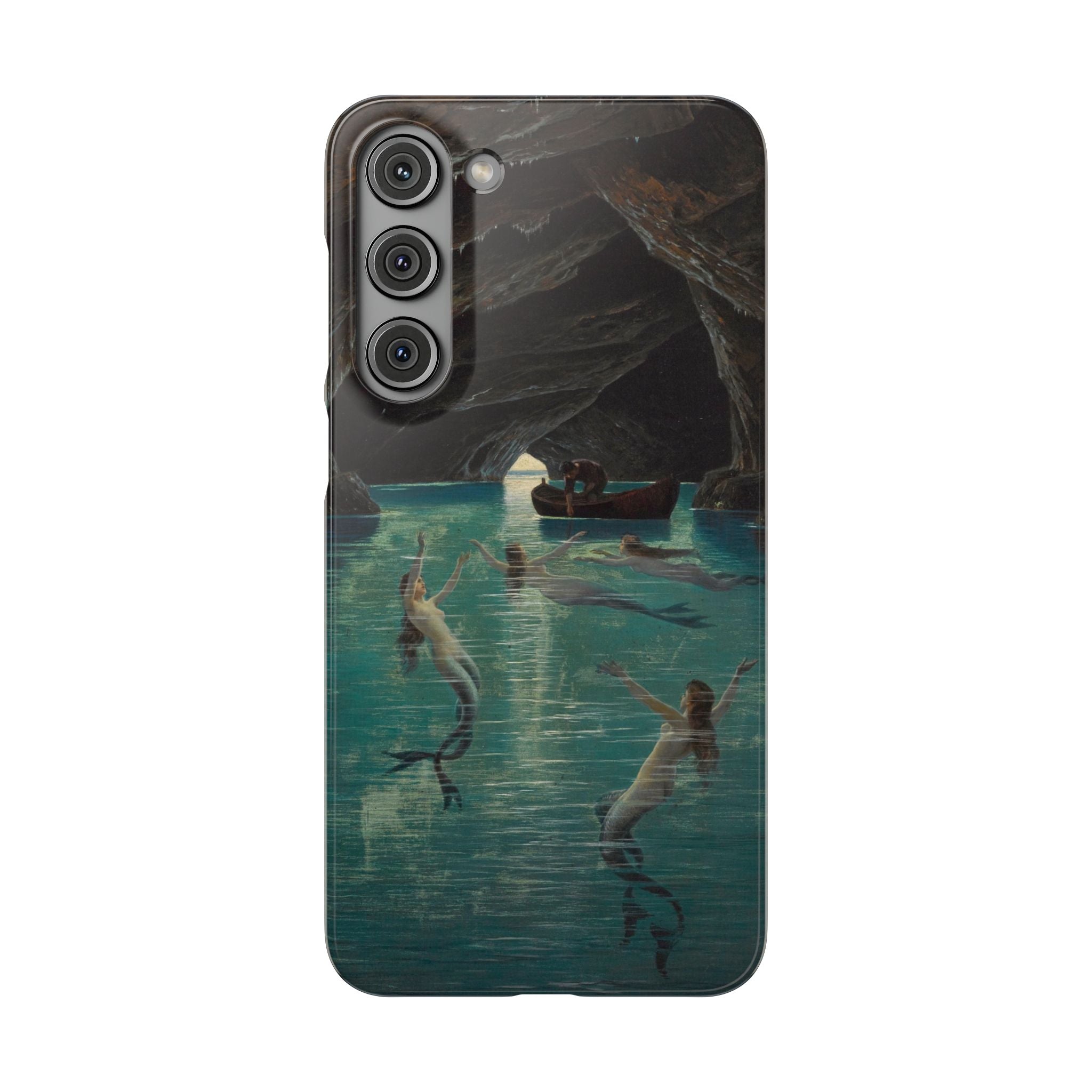 Fisherman and Mermaids in the Blue Grotto on Capri by Hermann Corrodi - Samsung Slim Case