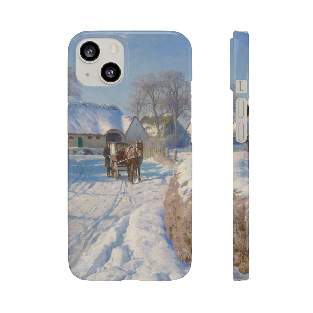 A village in the snow by Peder Mork Monsted - iPhone Slim Case