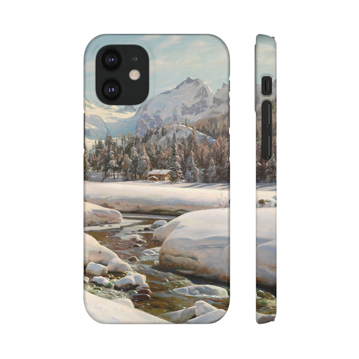 Winter landscape in Switzerland near Engadin by Peder Mork Monsted - iPhone Slim Case