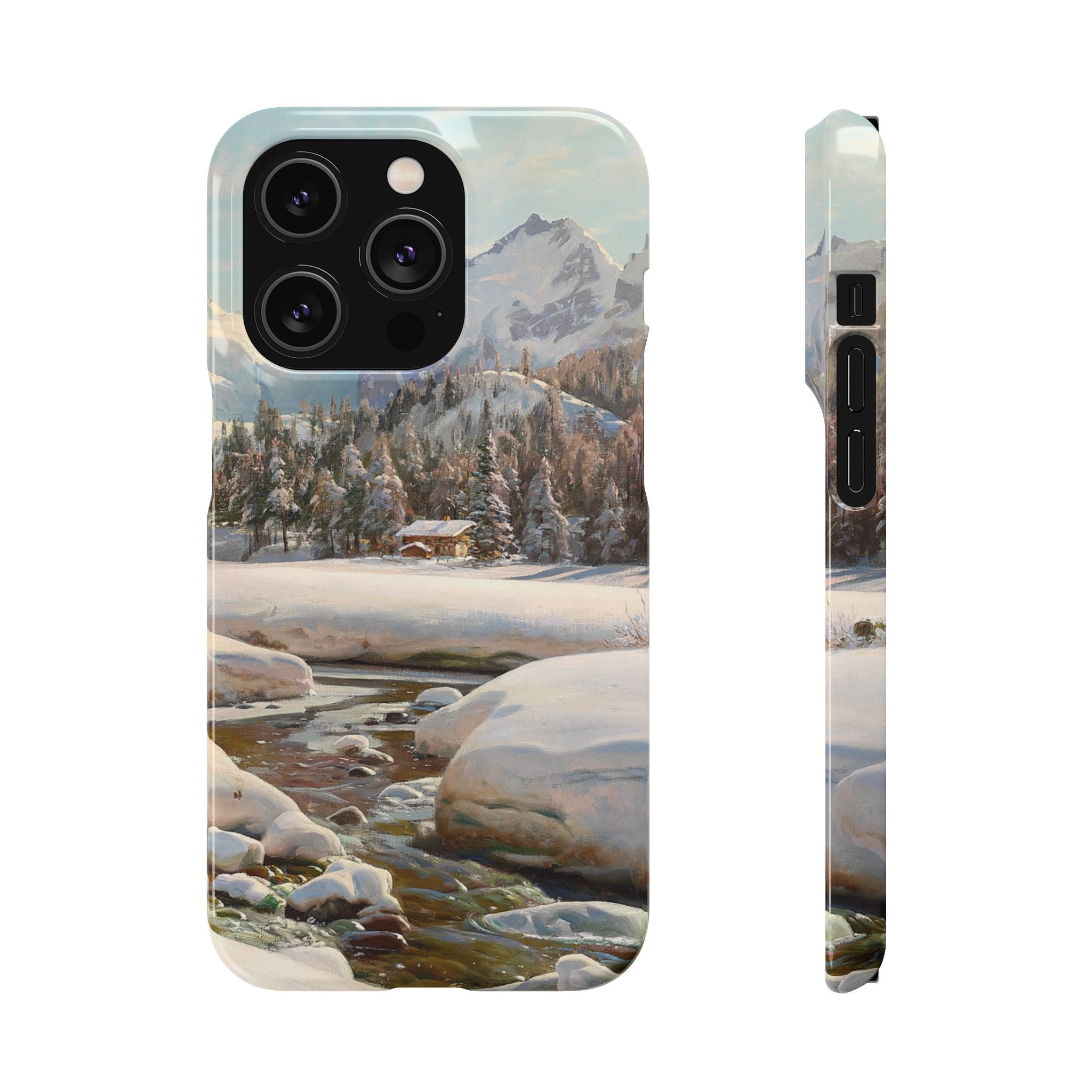 Winter landscape in Switzerland near Engadin by Peder Mork Monsted - iPhone Slim Case