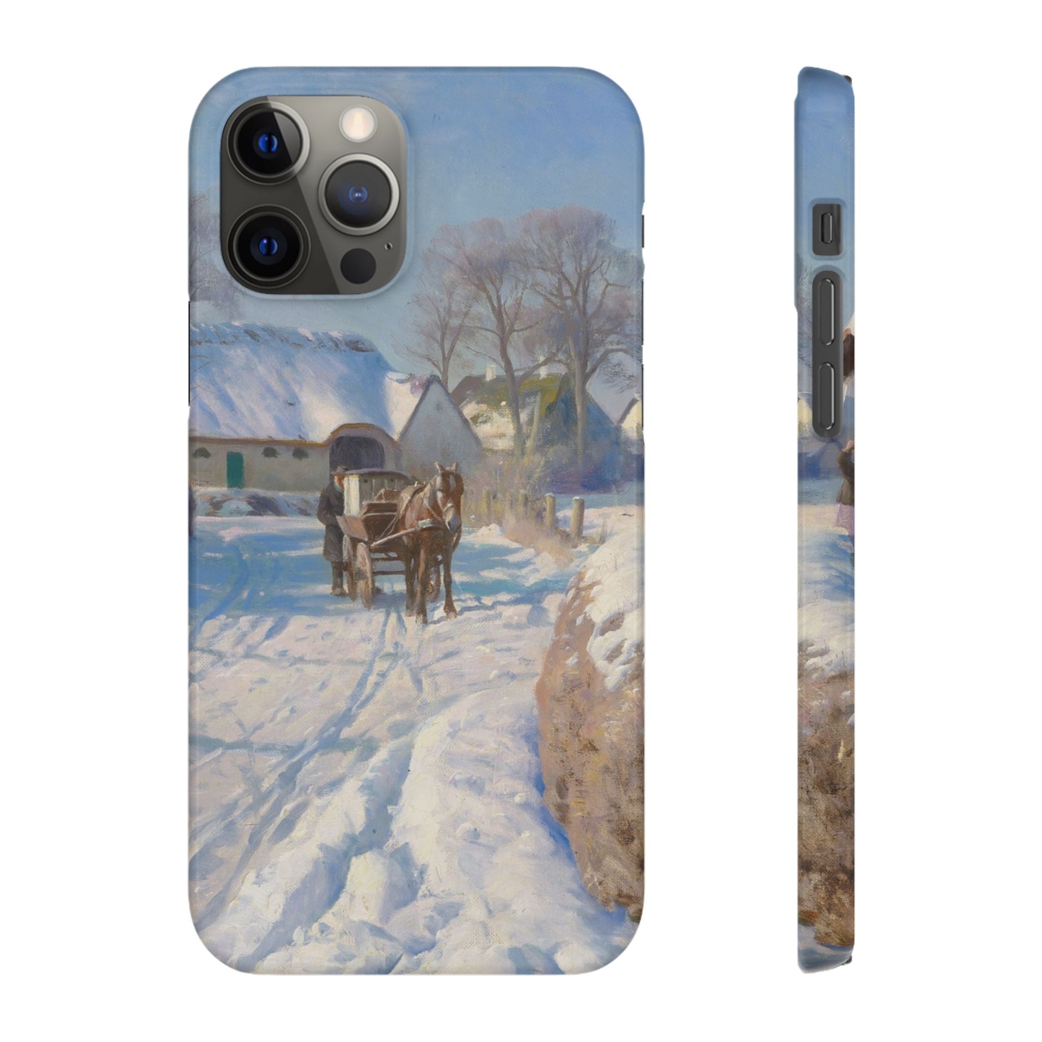 A village in the snow by Peder Mork Monsted - iPhone Slim Case