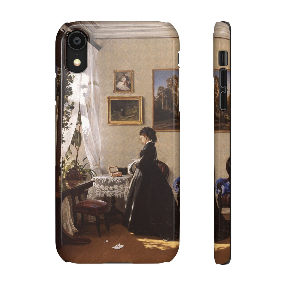 In front of the mirror by Ivan Ivanovich Shishkin - iPhone Slim Case