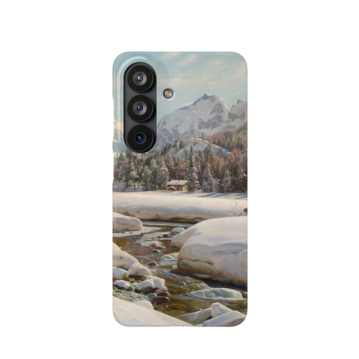 Winter landscape in Switzerland near Engadin by Peder Mork Monsted - Samsung Slim Case