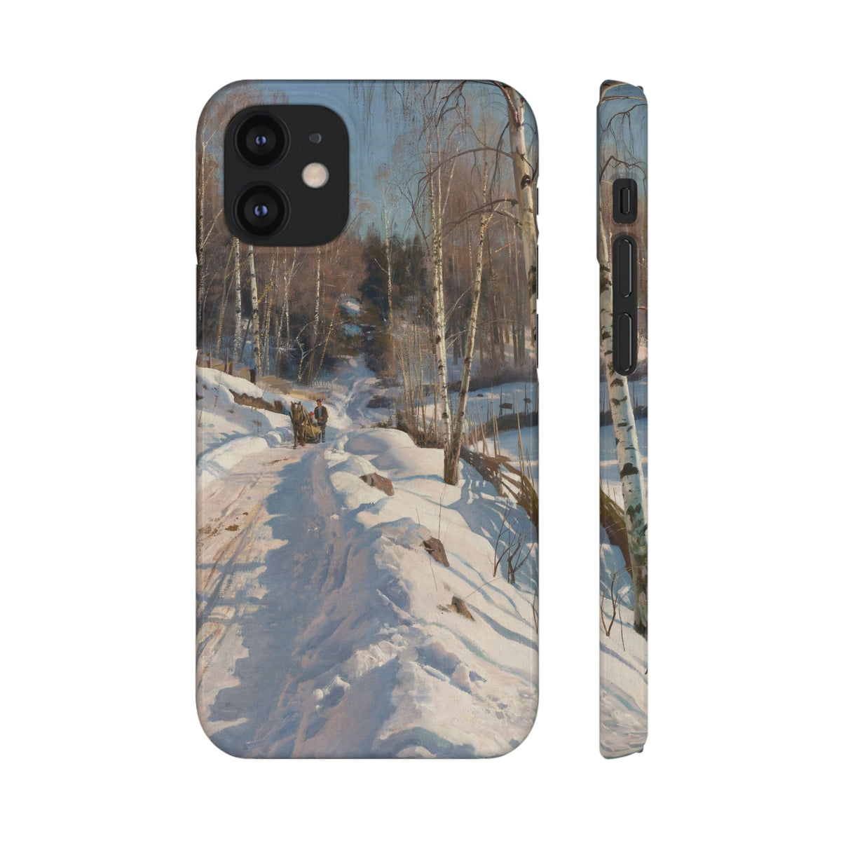Sleigh ride on a sunny winter day by Peder Mork Monsted - iPhone Slim Case