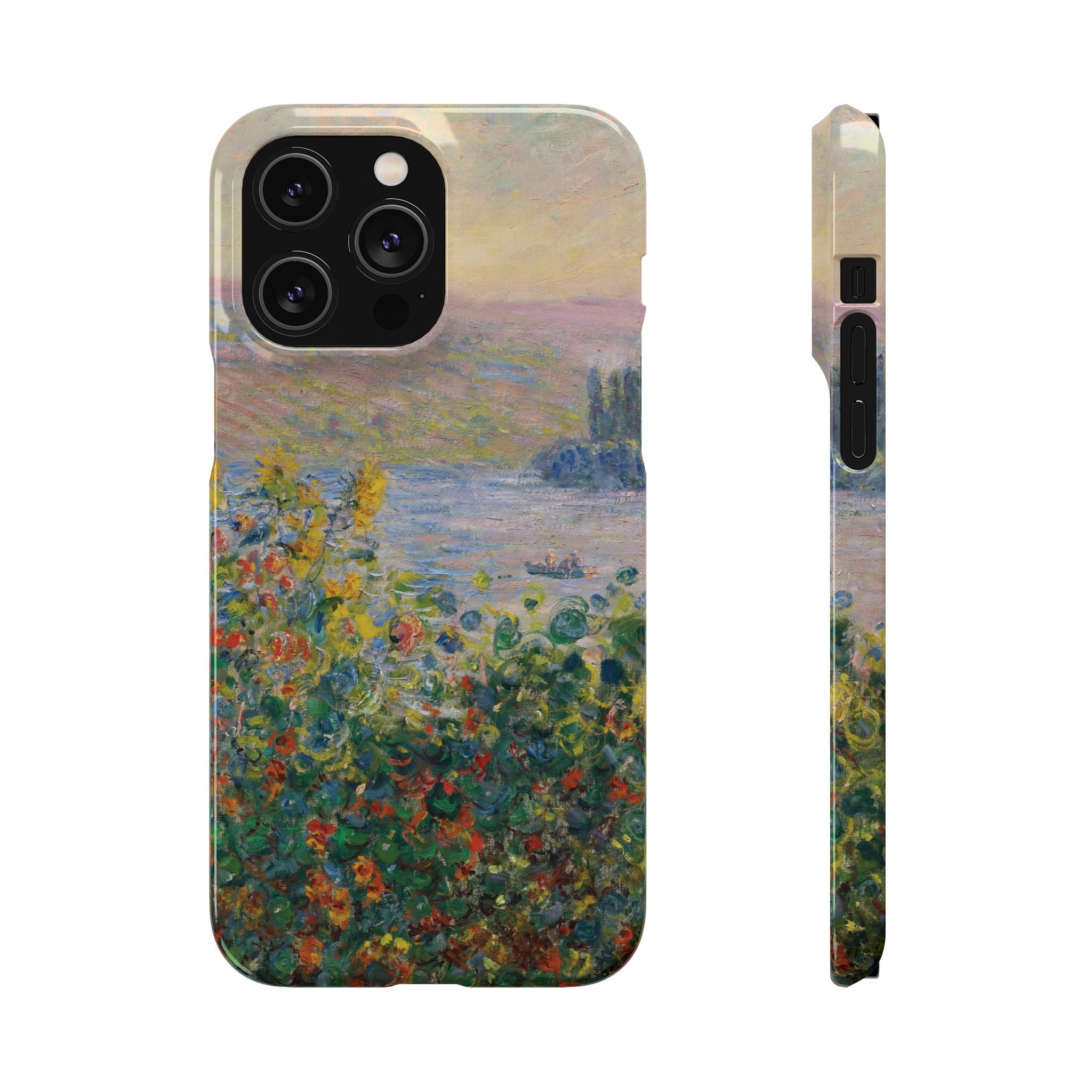 Flower Beds at Vétheuil by Claude Monet - iPhone Slim Case