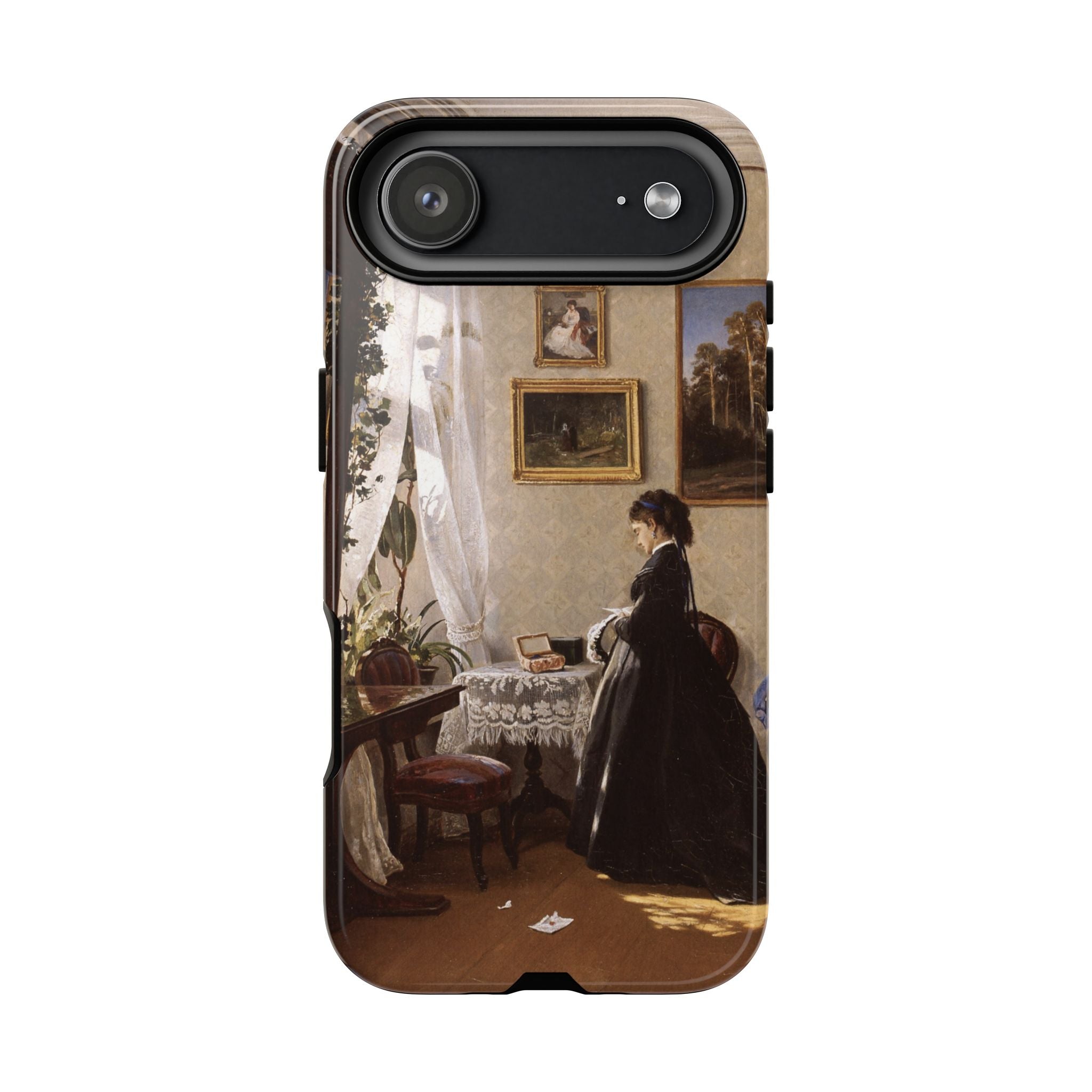 In front of the mirror by Ivan Ivanovich Shishkin - iPhone Tough Case