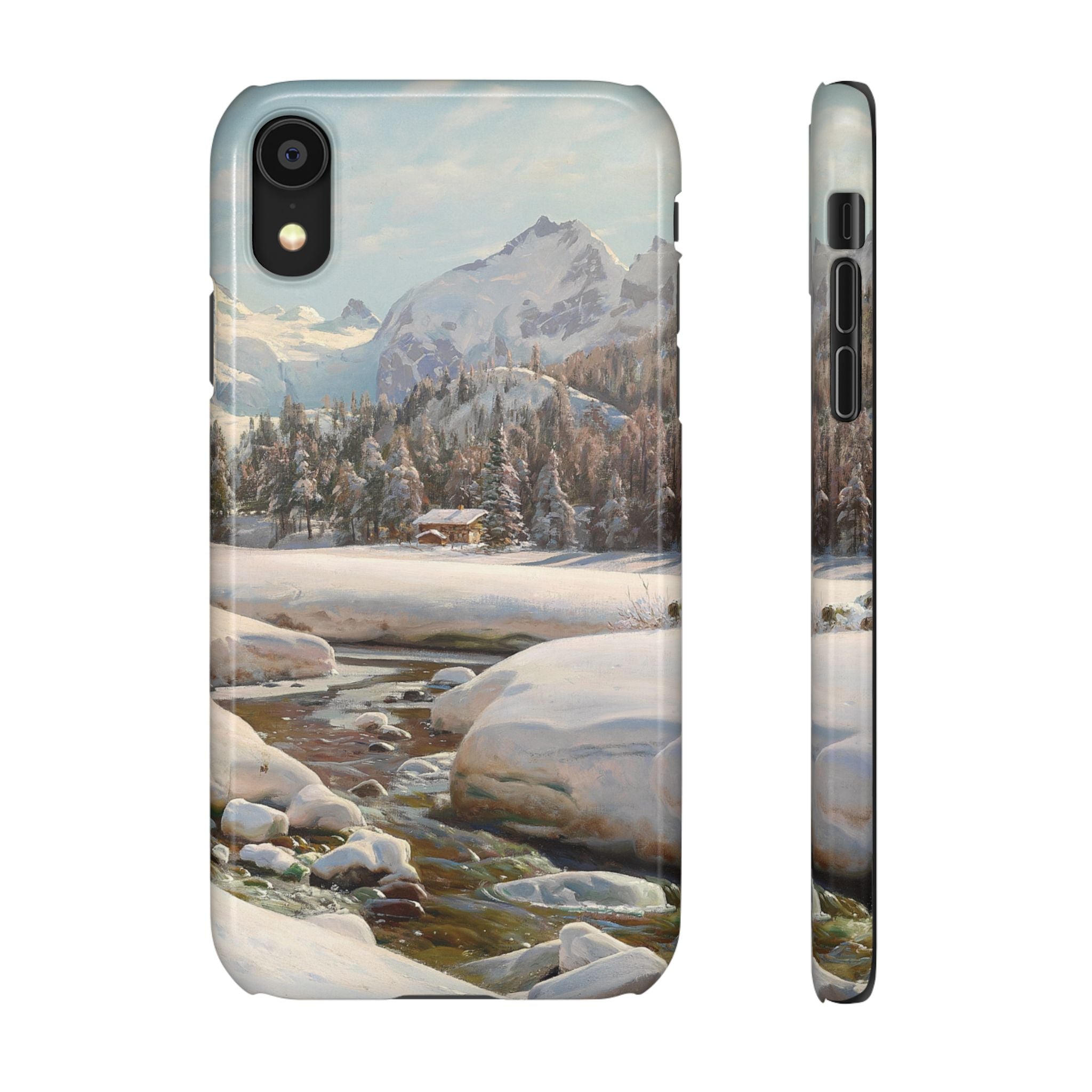 Winter landscape in Switzerland near Engadin by Peder Mork Monsted - iPhone Slim Case
