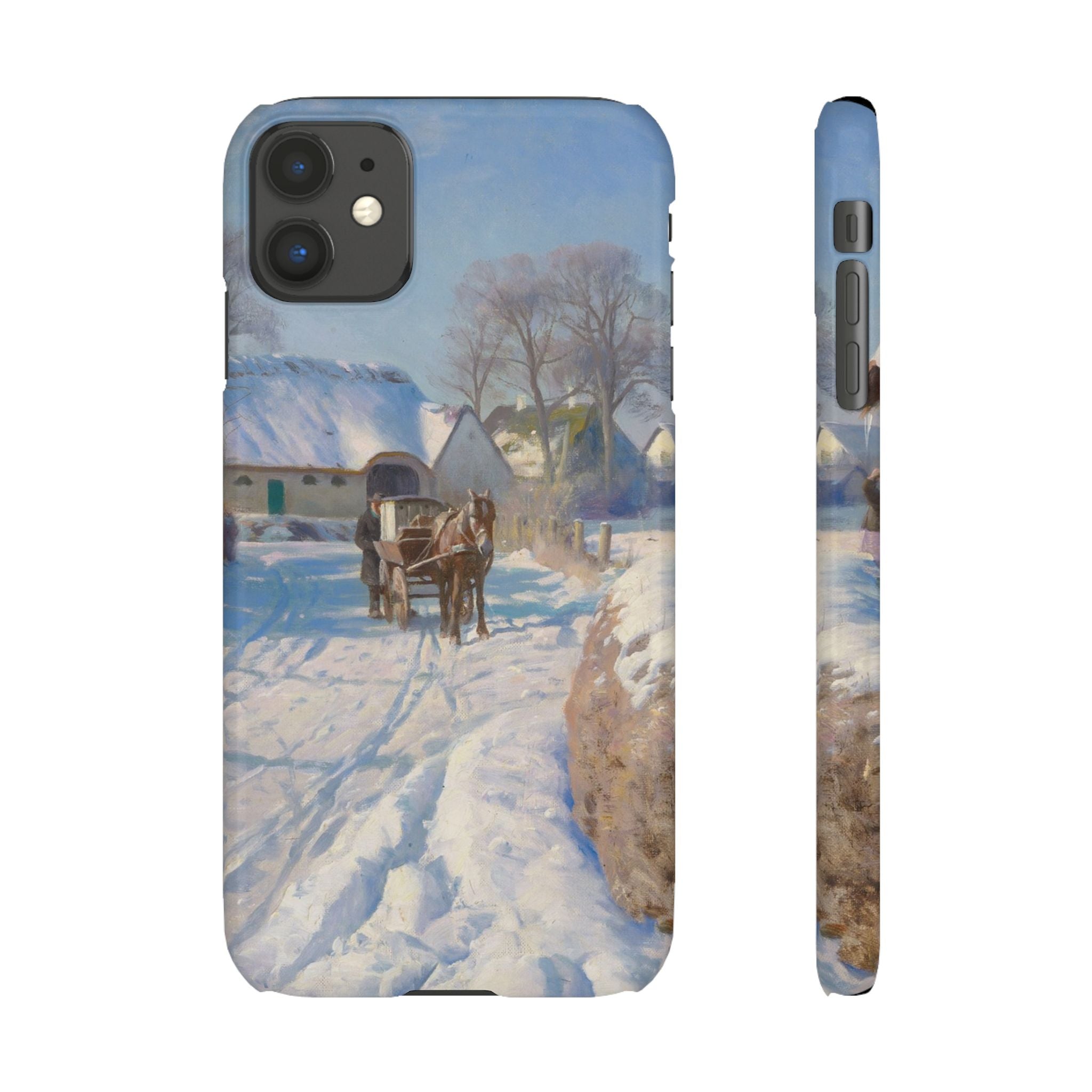 A village in the snow by Peder Mork Monsted - iPhone Slim Case