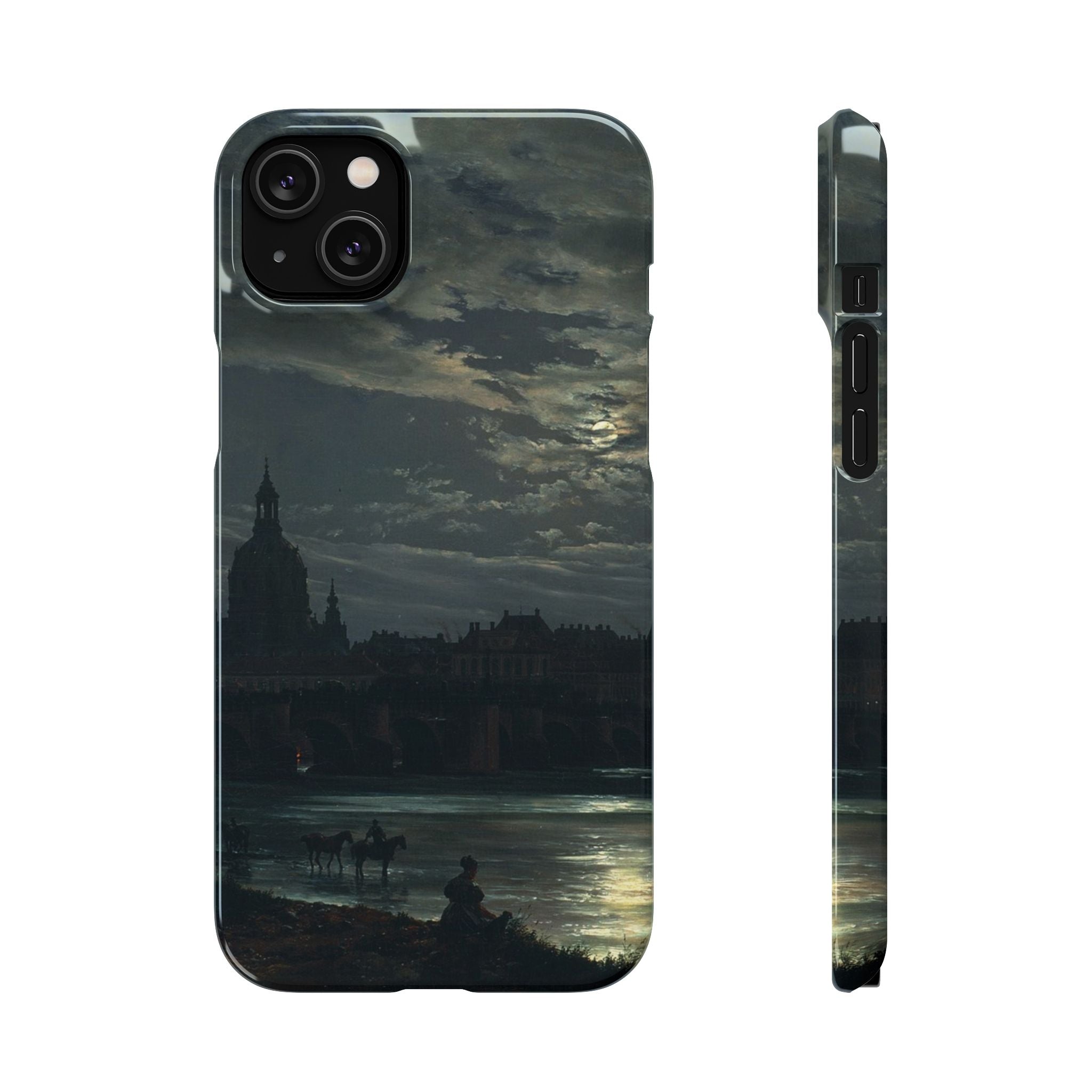 View of Dresden by Moonlight by Johan Dahl - iPhone Slim Case