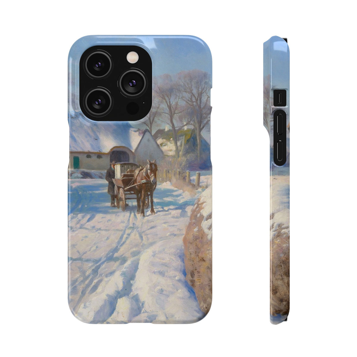 A village in the snow by Peder Mork Monsted - iPhone Slim Case