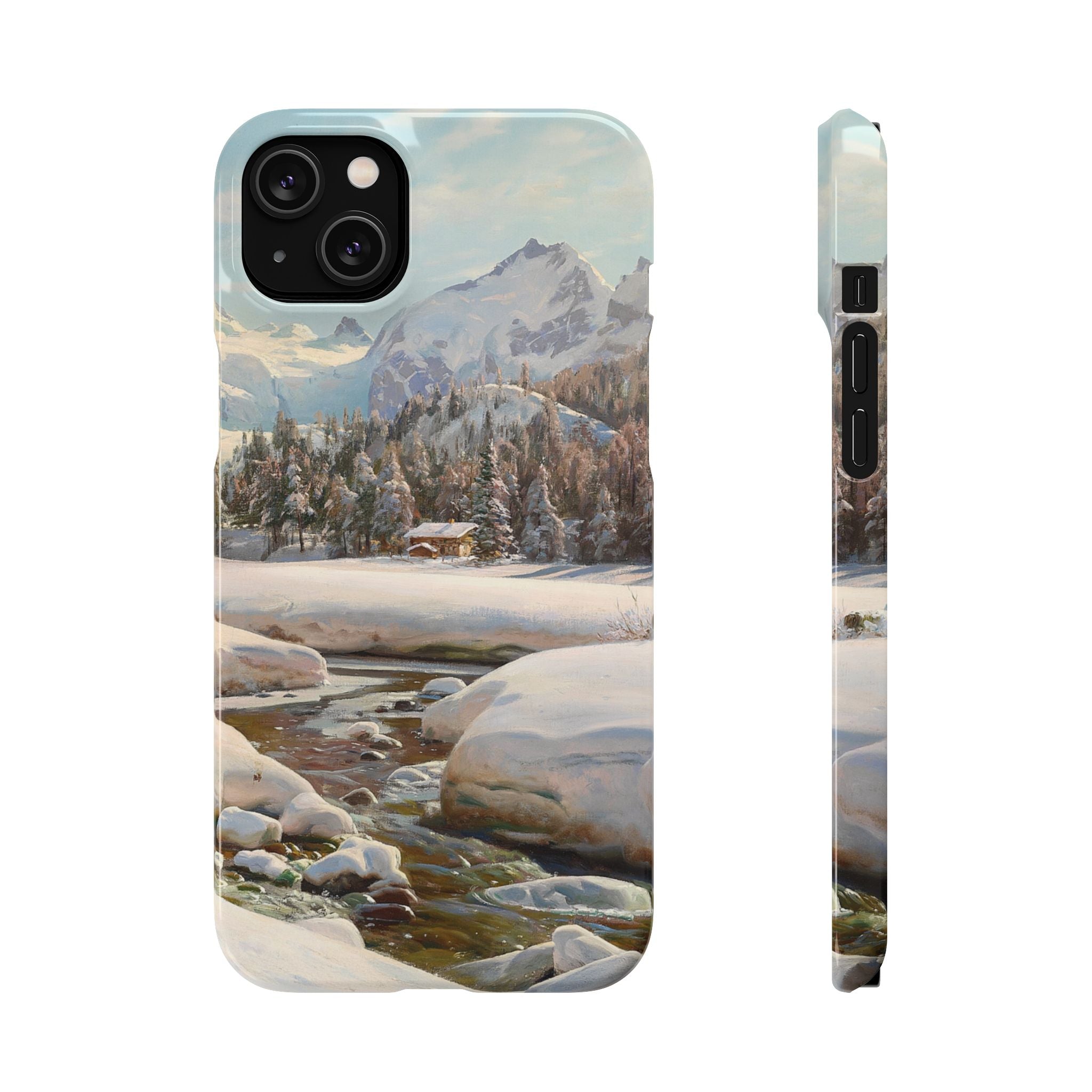 Winter landscape in Switzerland near Engadin by Peder Mork Monsted - iPhone Slim Case