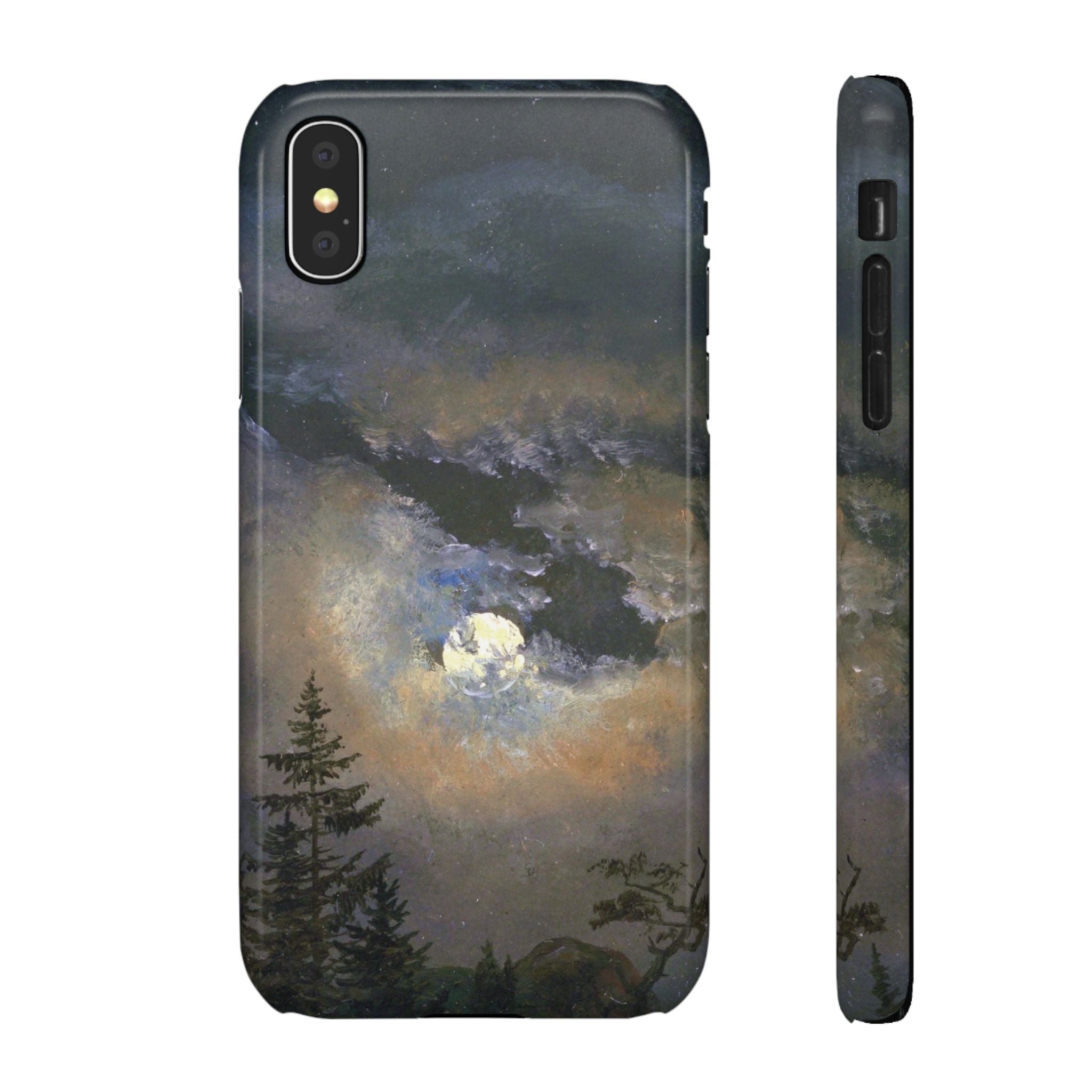Study of a Cloud and Landscape by Moonlight by Johan Dahl - iPhone Slim Case