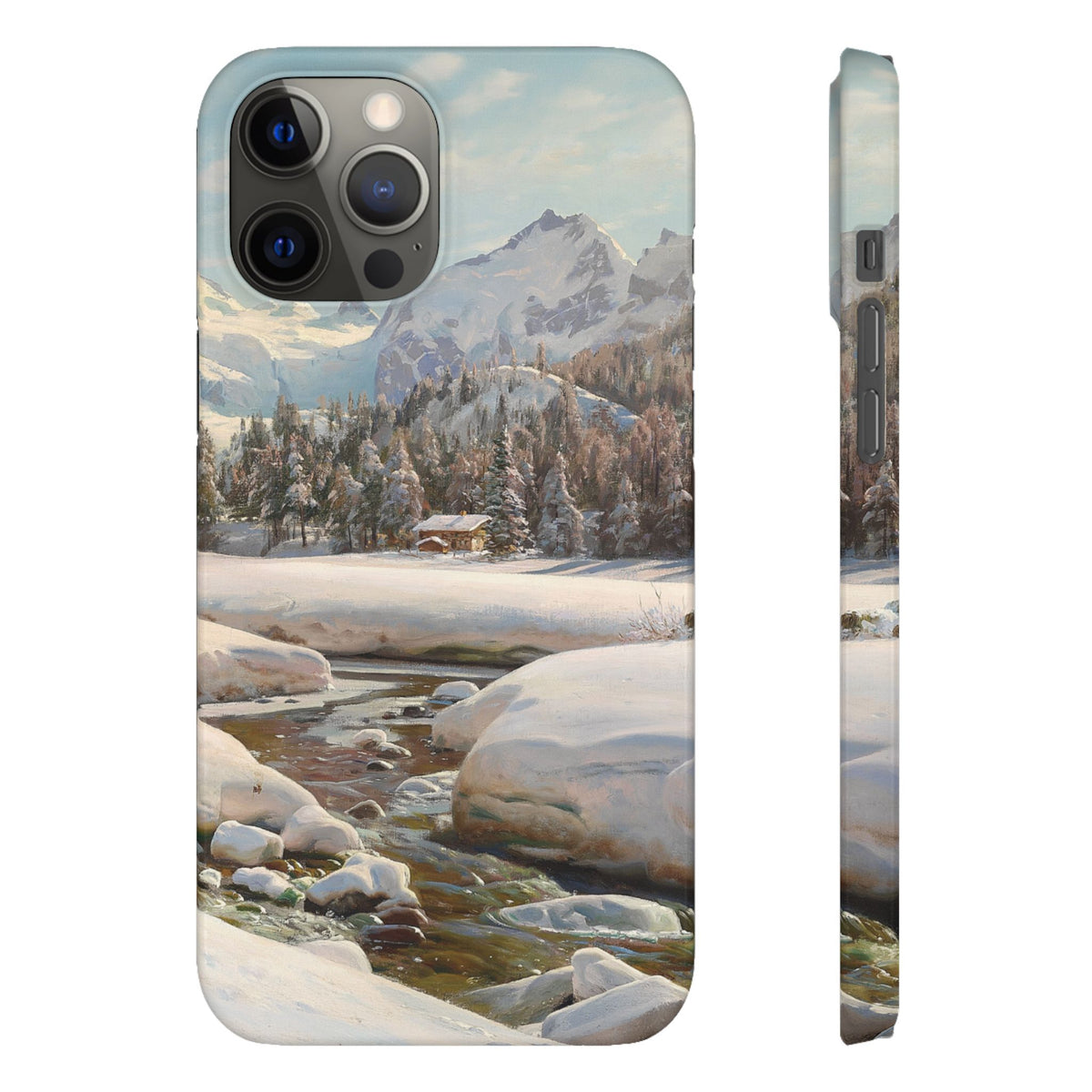Winter landscape in Switzerland near Engadin by Peder Mork Monsted - iPhone Slim Case