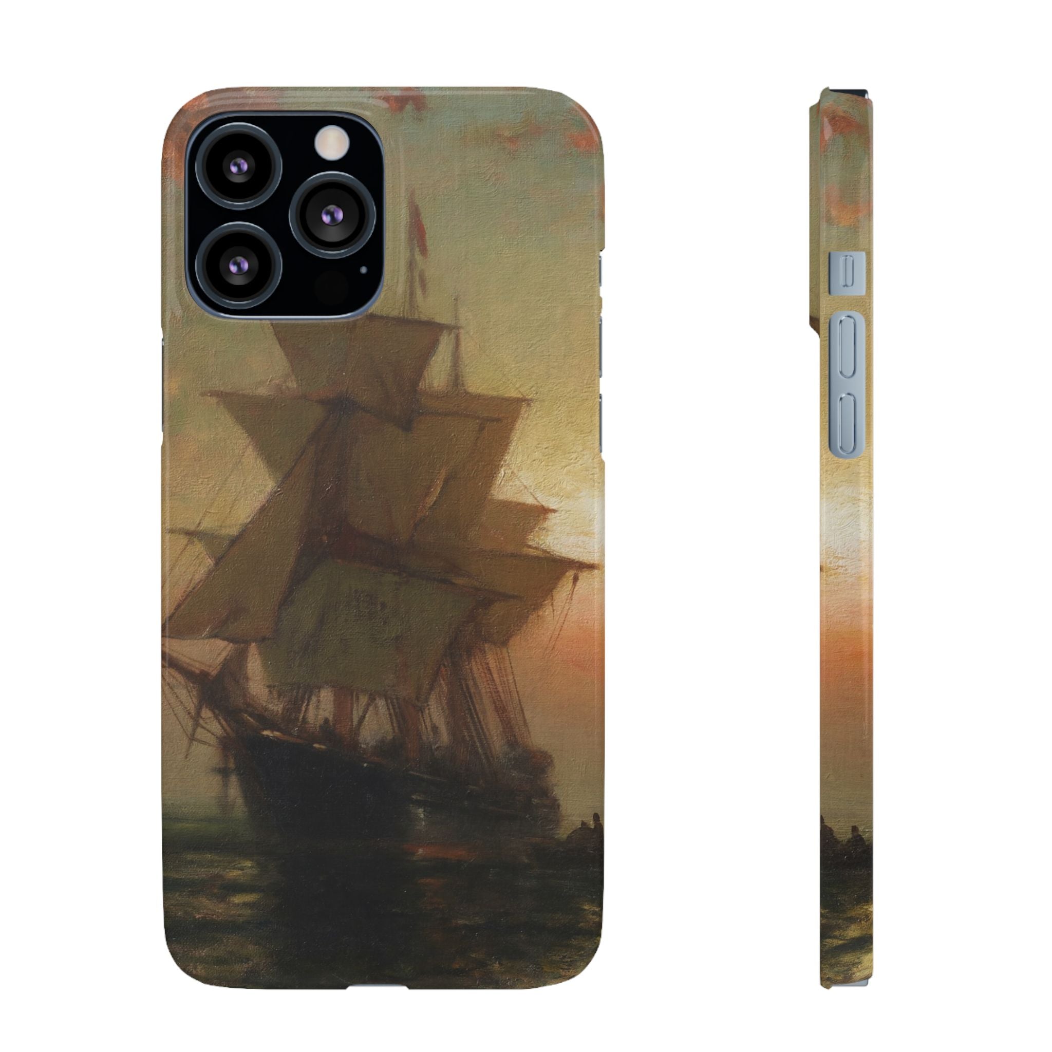 Ships at Night by Edward Moran - iPhone Slim Case