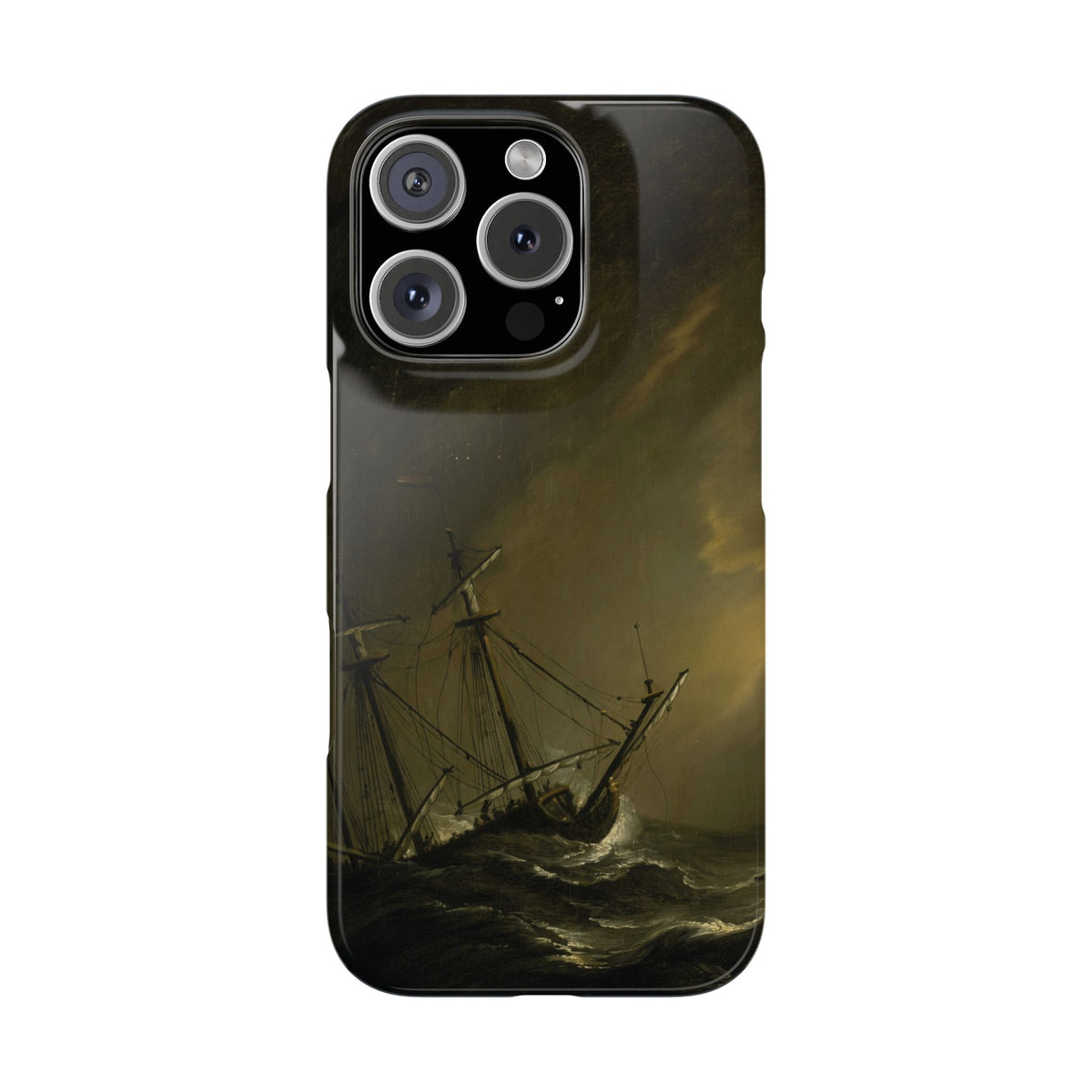A Small Dutch Ship Riding out a Storm by Willem van de Velde - iPhone Slim Case