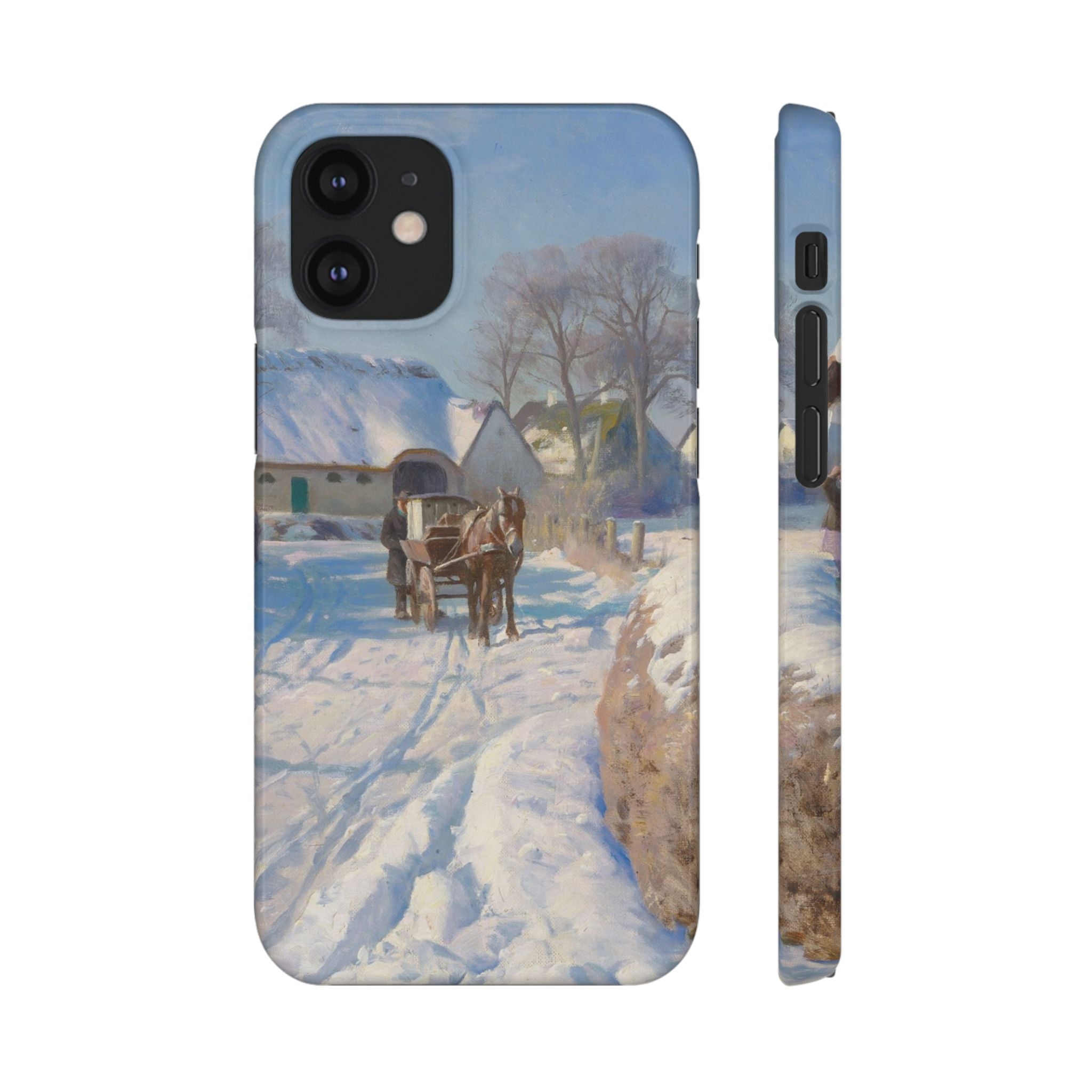 A village in the snow by Peder Mork Monsted - iPhone Slim Case