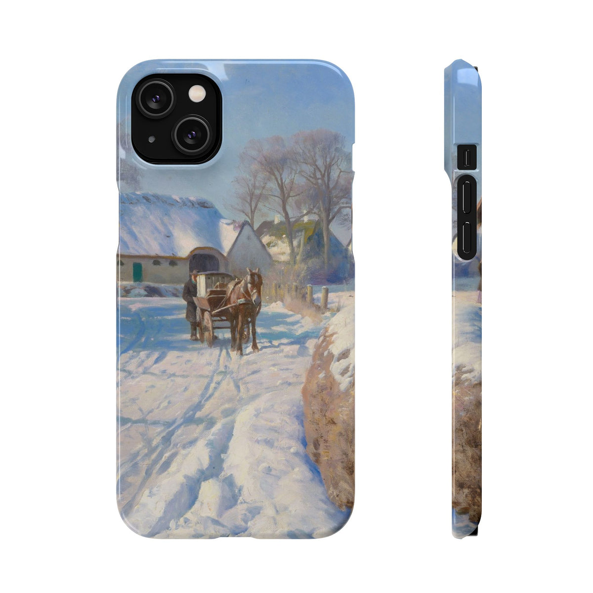 A village in the snow by Peder Mork Monsted - iPhone Slim Case