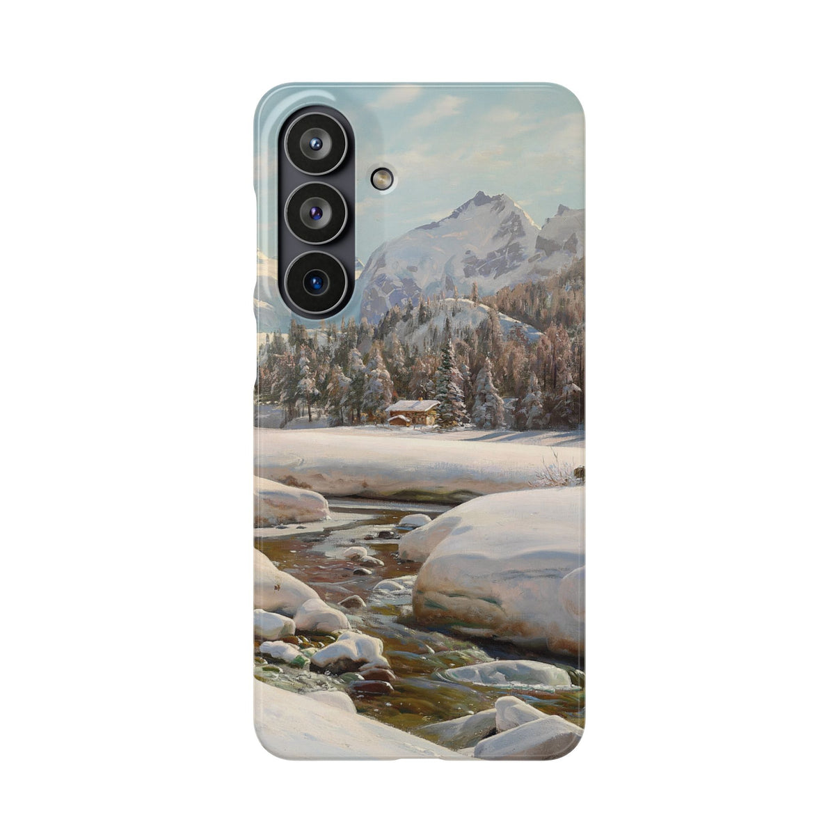 Winter landscape in Switzerland near Engadin by Peder Mork Monsted - Samsung Slim Case