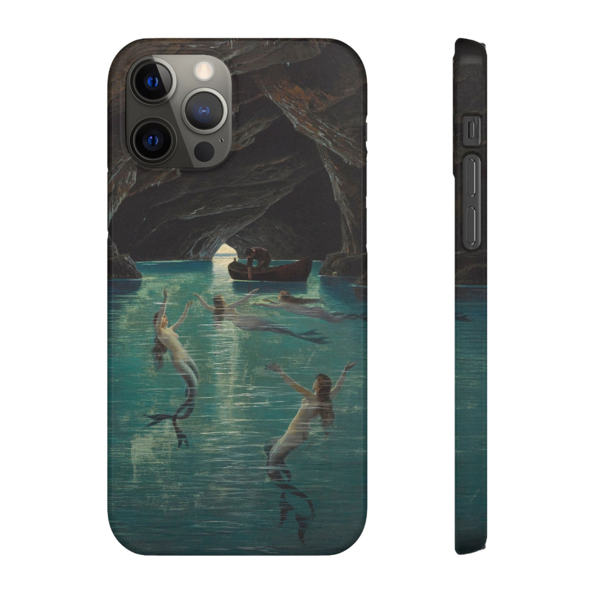 Fisherman and Mermaids in the Blue Grotto on Capri by Hermann Corrodi - iPhone Slim Case