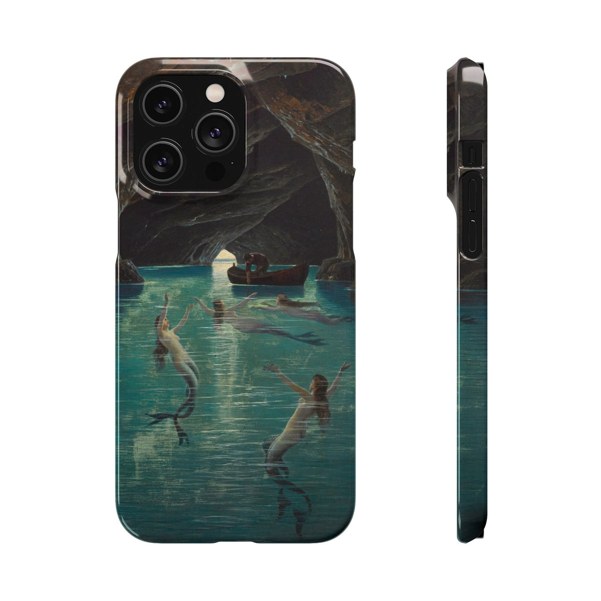 Fisherman and Mermaids in the Blue Grotto on Capri by Hermann Corrodi - iPhone Slim Case