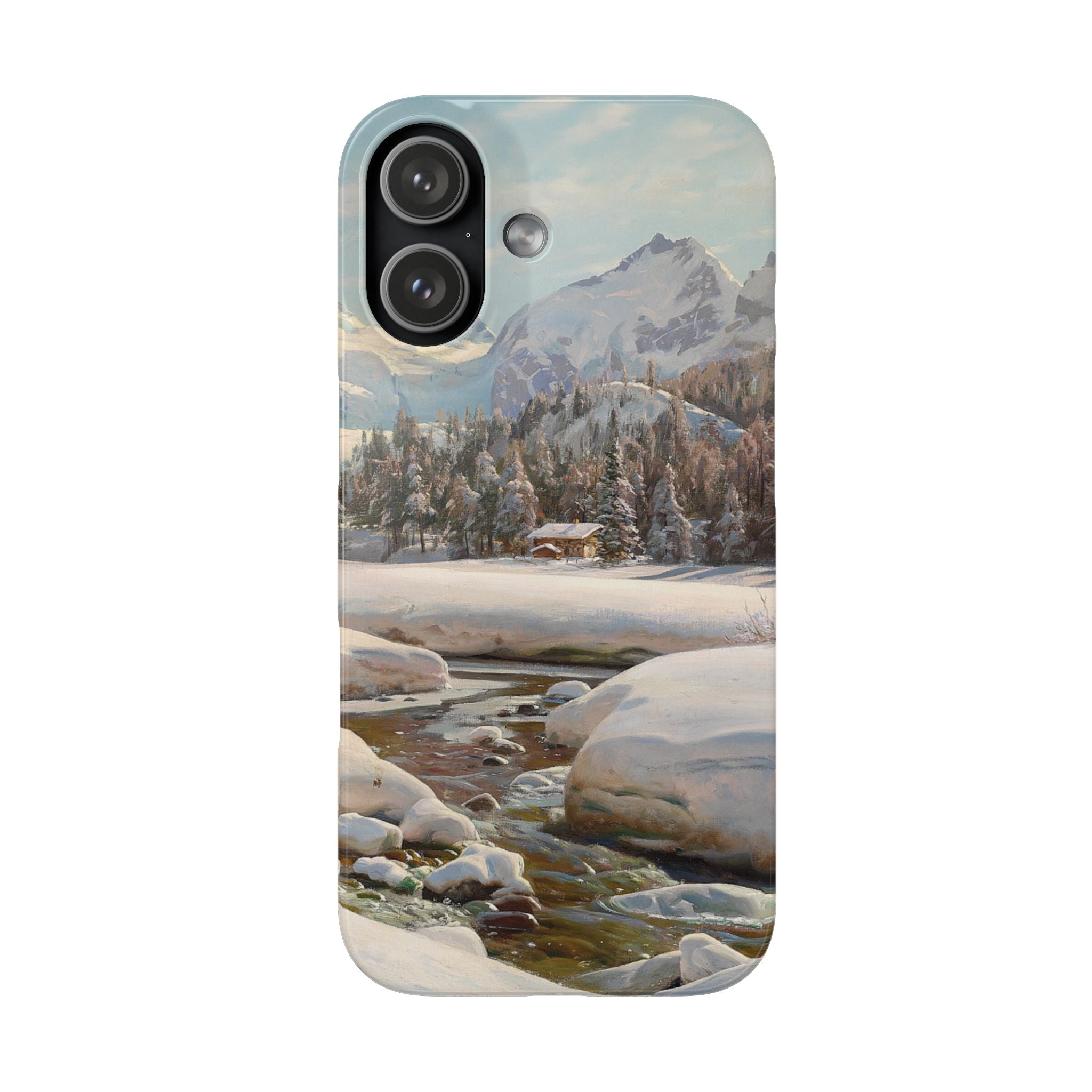 Winter landscape in Switzerland near Engadin by Peder Mork Monsted - iPhone Slim Case