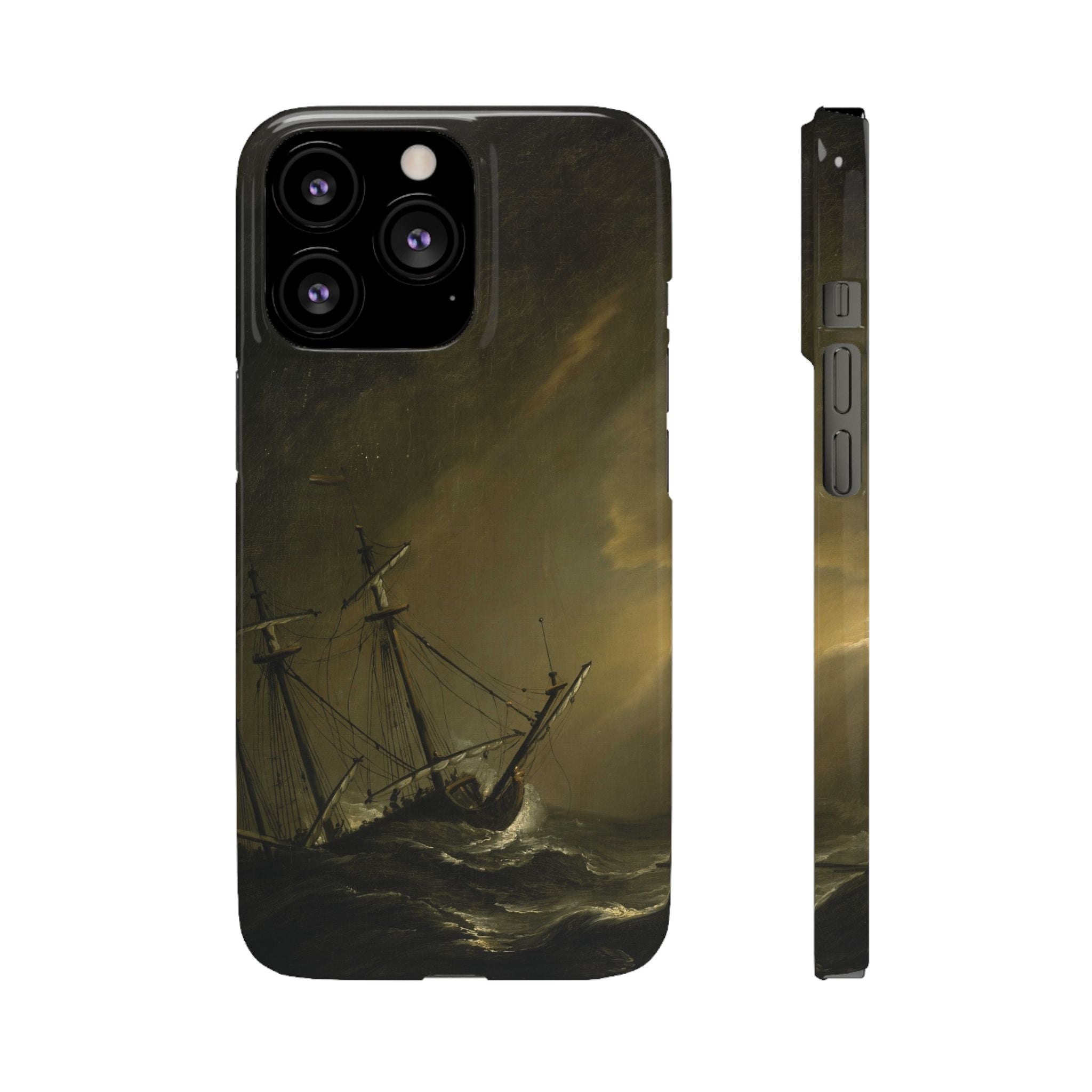 A Small Dutch Ship Riding out a Storm by Willem van de Velde - iPhone Slim Case