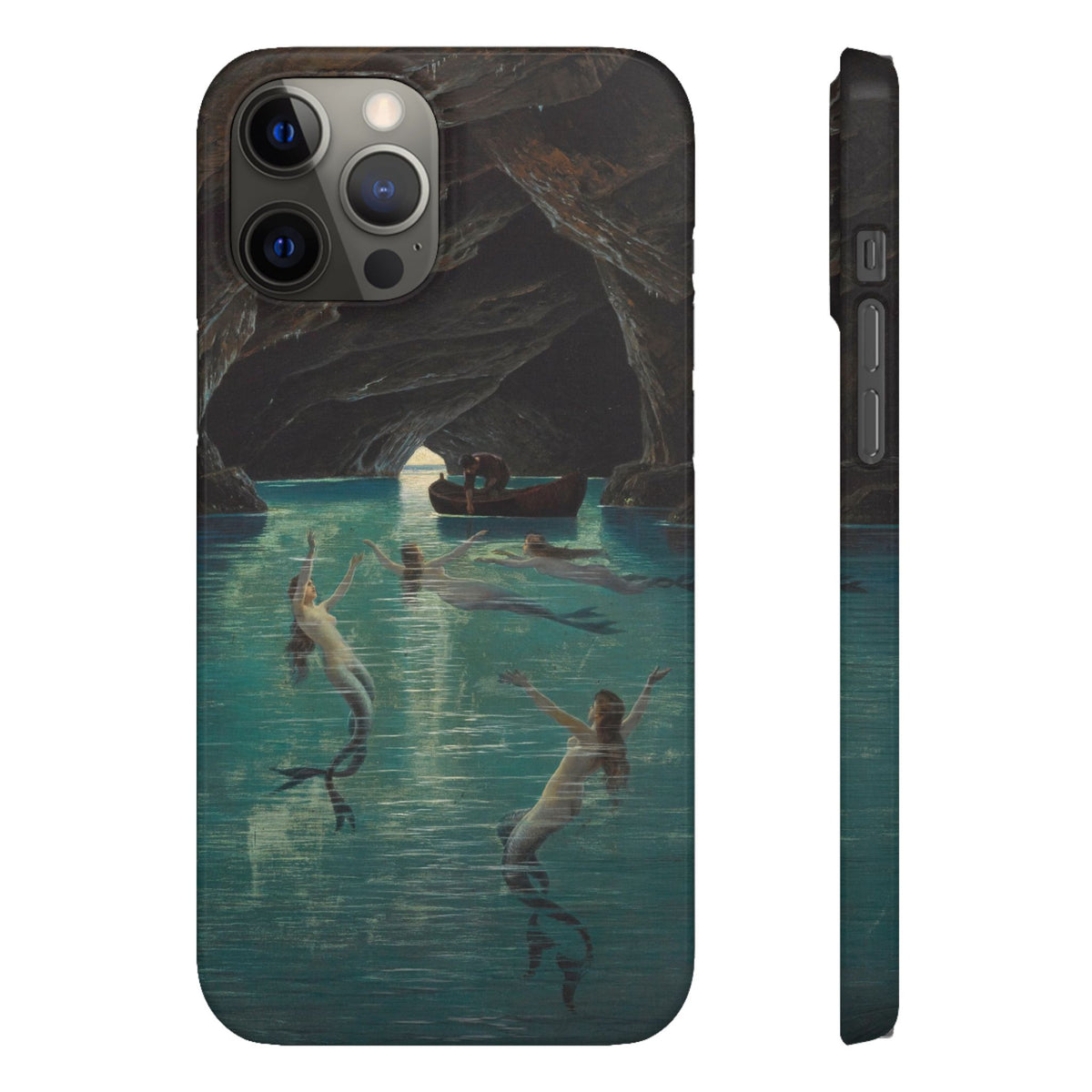 Fisherman and Mermaids in the Blue Grotto on Capri by Hermann Corrodi - iPhone Slim Case