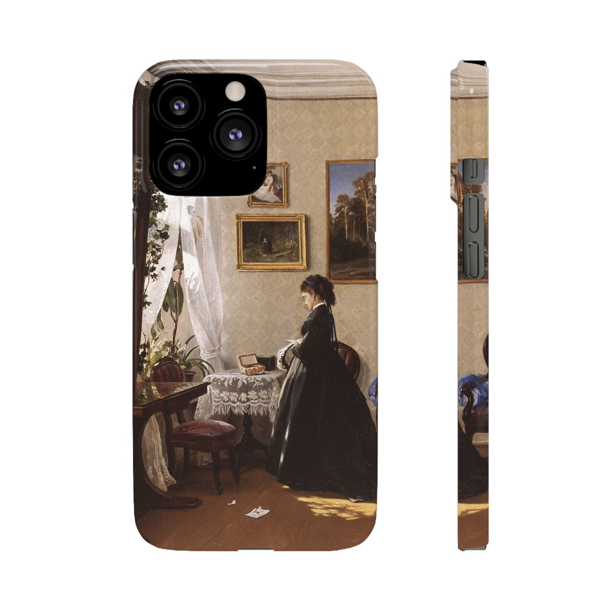 In front of the mirror by Ivan Ivanovich Shishkin - iPhone Slim Case
