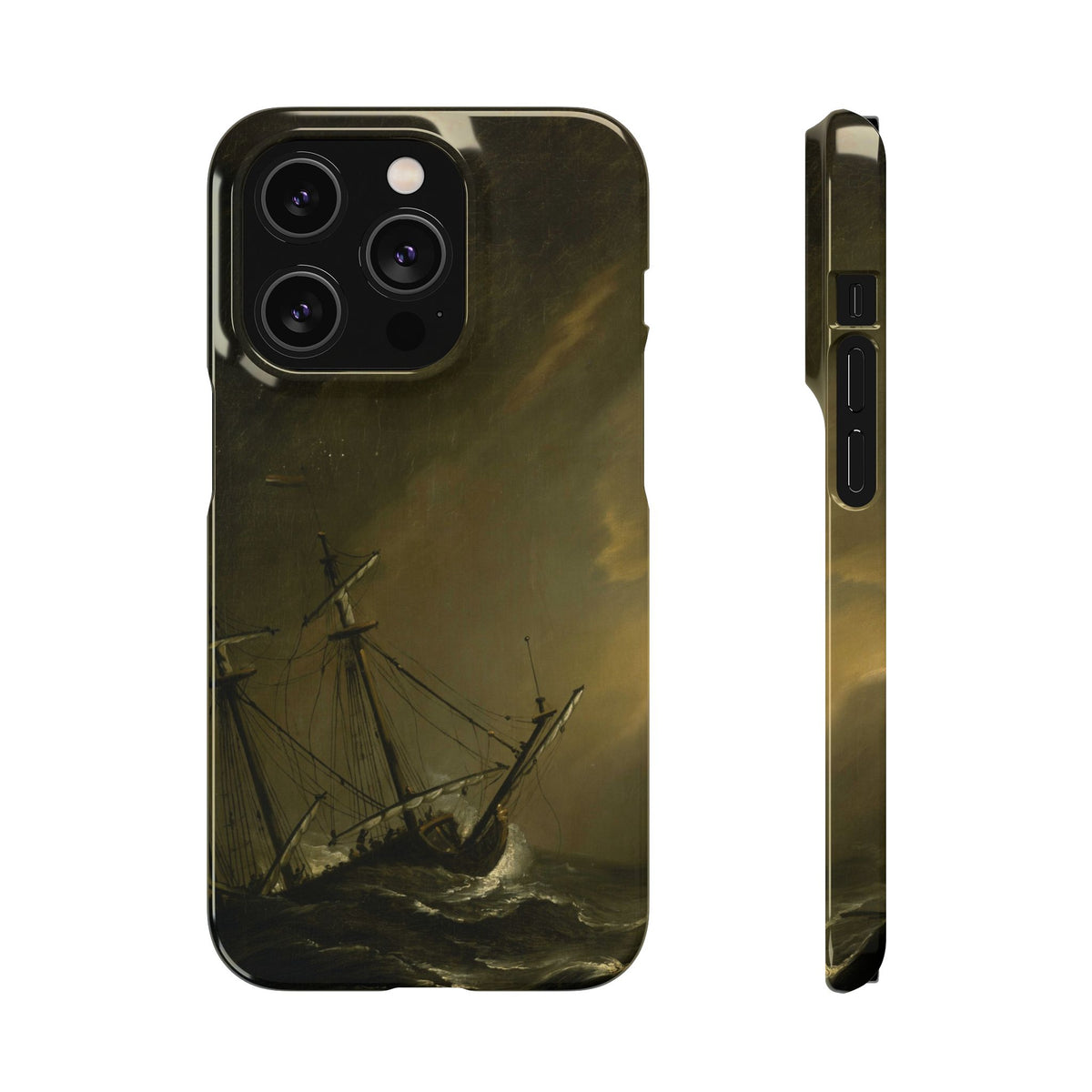 A Small Dutch Ship Riding out a Storm by Willem van de Velde - iPhone Slim Case